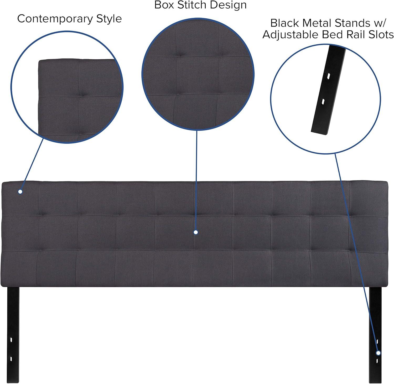 imageFlash Furniture Bedford Box Stitch Tufted Upholstered Twin Size Headboard in Black FabricDark Gray