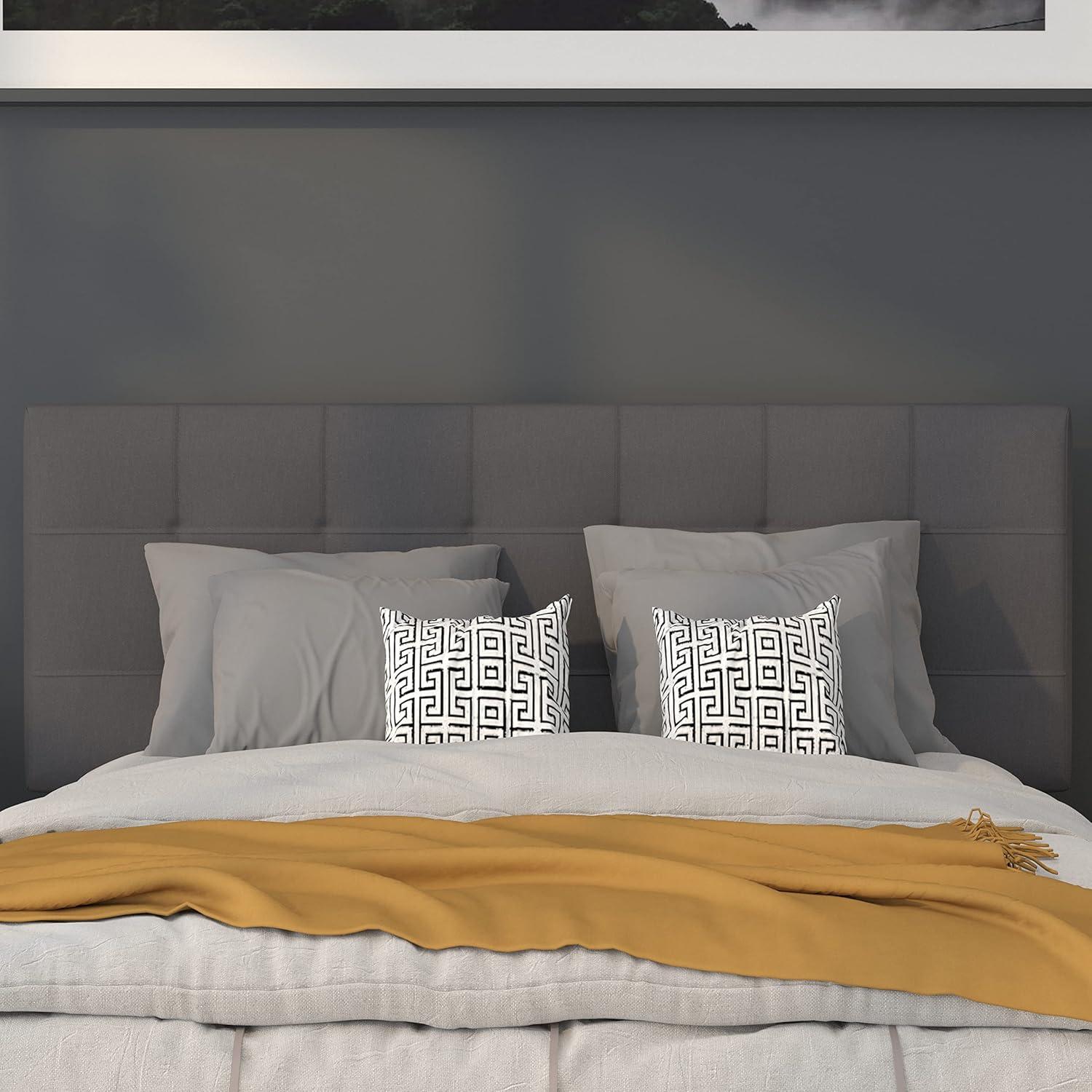 imageFlash Furniture Bedford Box Stitch Tufted Upholstered Twin Size Headboard in Black FabricDark Gray