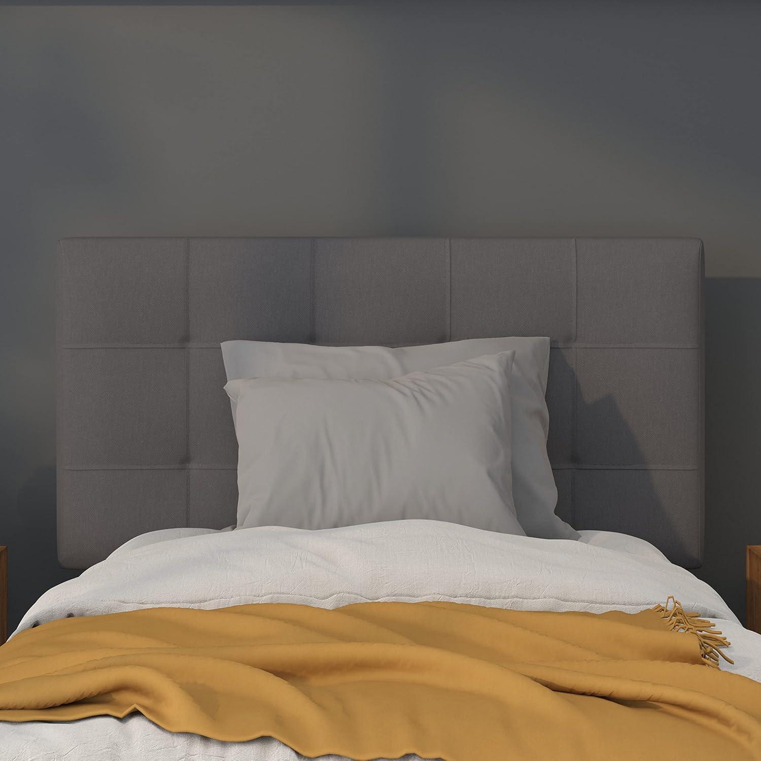 imageFlash Furniture Bedford Box Stitch Tufted Upholstered Twin Size Headboard in Black FabricDark Gray