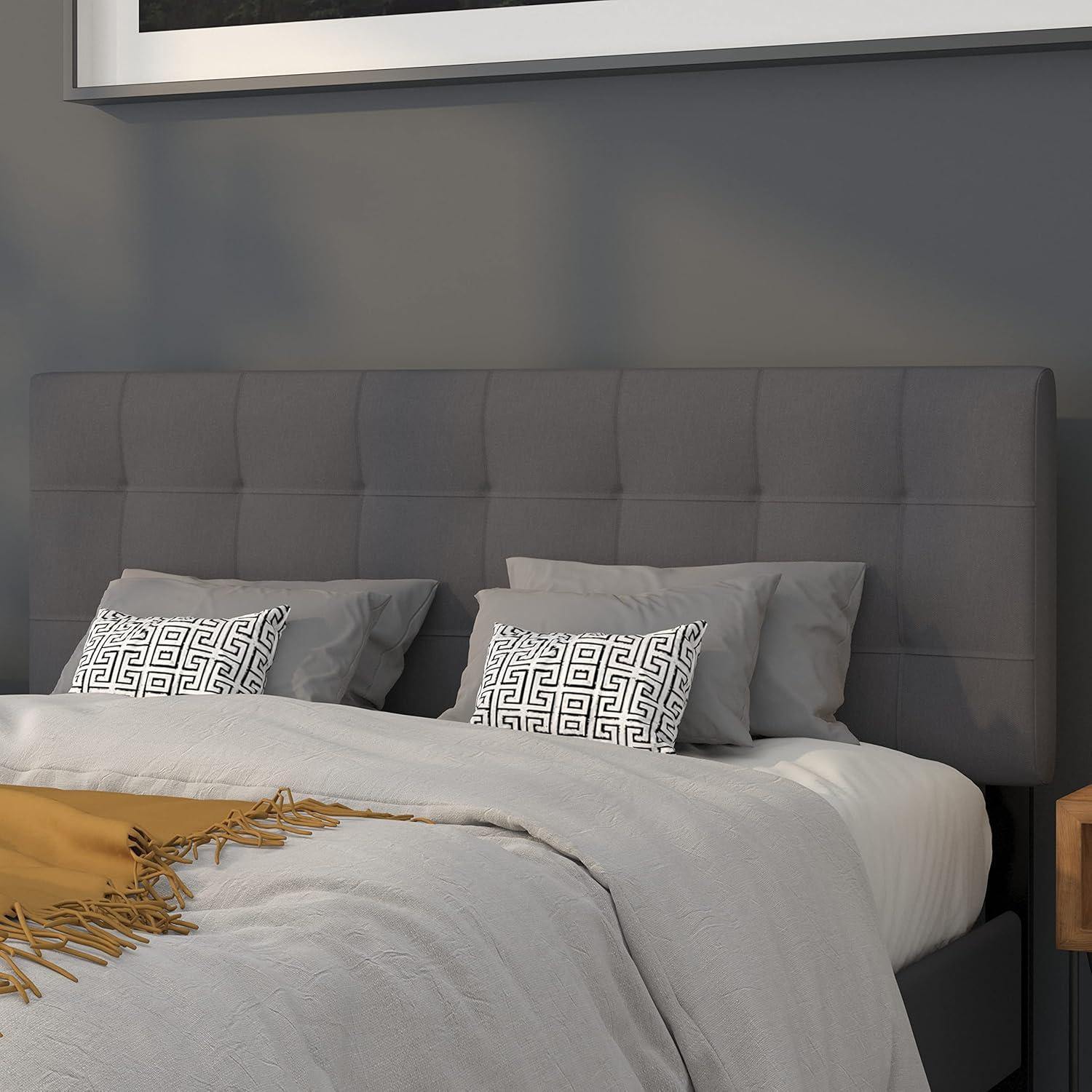 imageFlash Furniture Bedford Box Stitch Tufted Upholstered Twin Size Headboard in Black FabricDark Gray