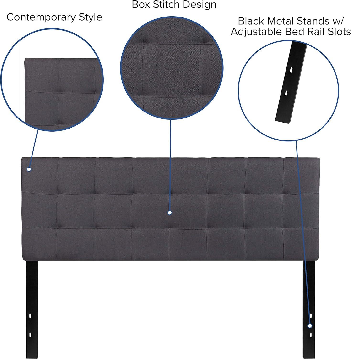 imageFlash Furniture Bedford Box Stitch Tufted Upholstered Twin Size Headboard in Black FabricDark Gray