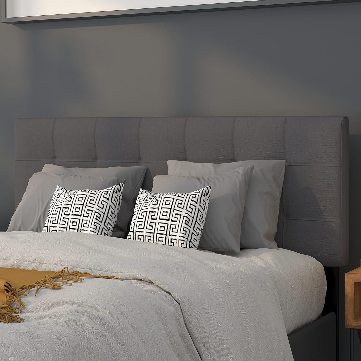 imageFlash Furniture Bedford Box Stitch Tufted Upholstered Twin Size Headboard in Black FabricDark Gray