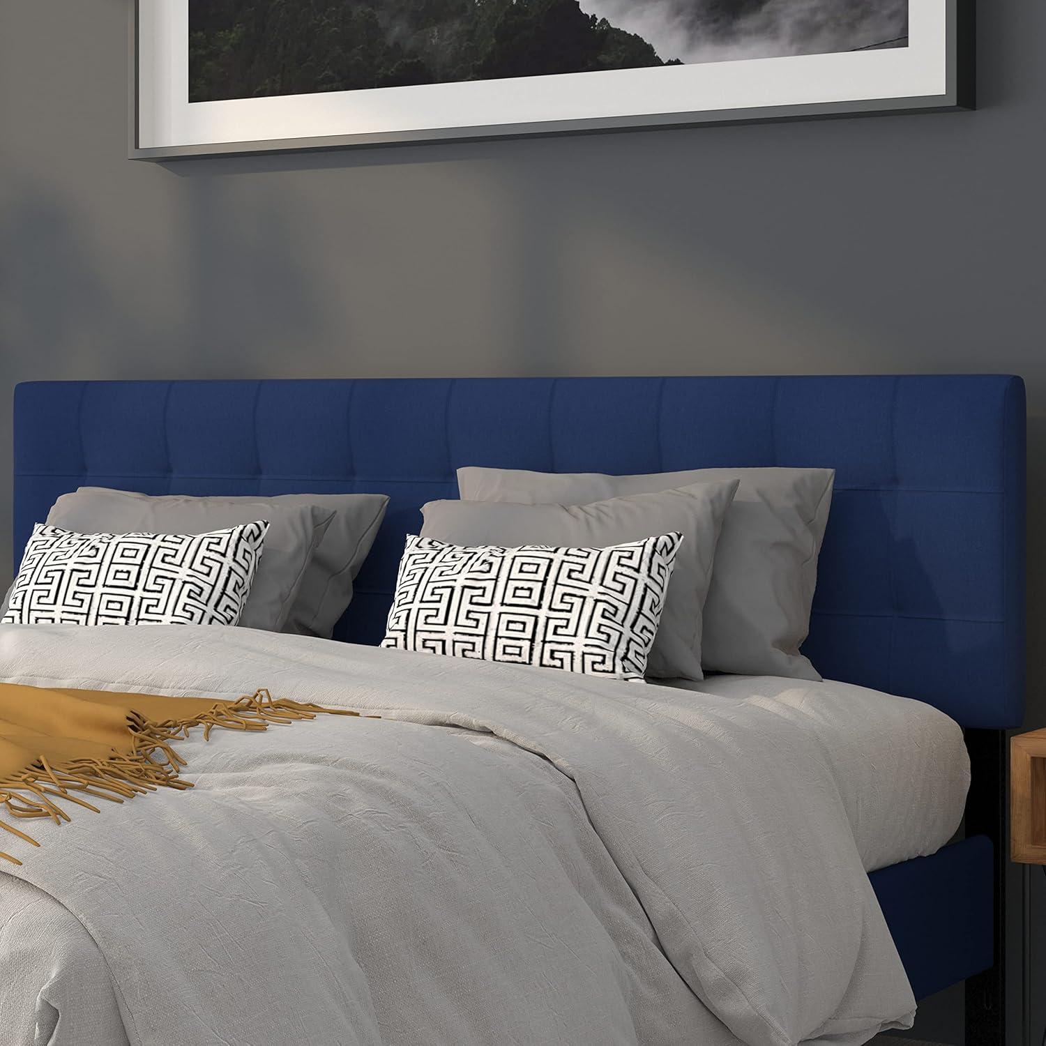imageFlash Furniture Bedford Box Stitch Tufted Upholstered Twin Size Headboard in Black FabricNavy