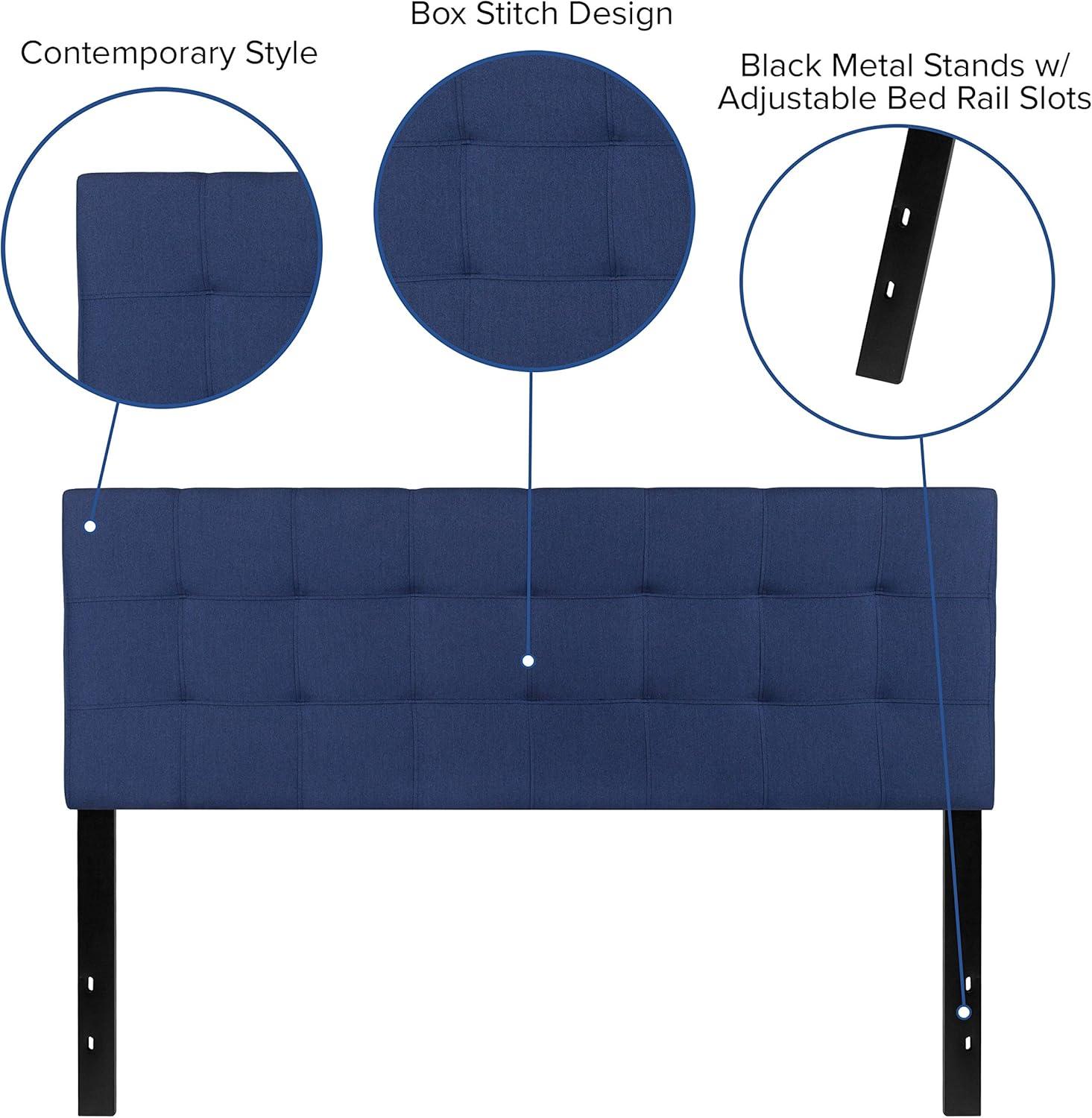 imageFlash Furniture Bedford Box Stitch Tufted Upholstered Twin Size Headboard in Black FabricNavy