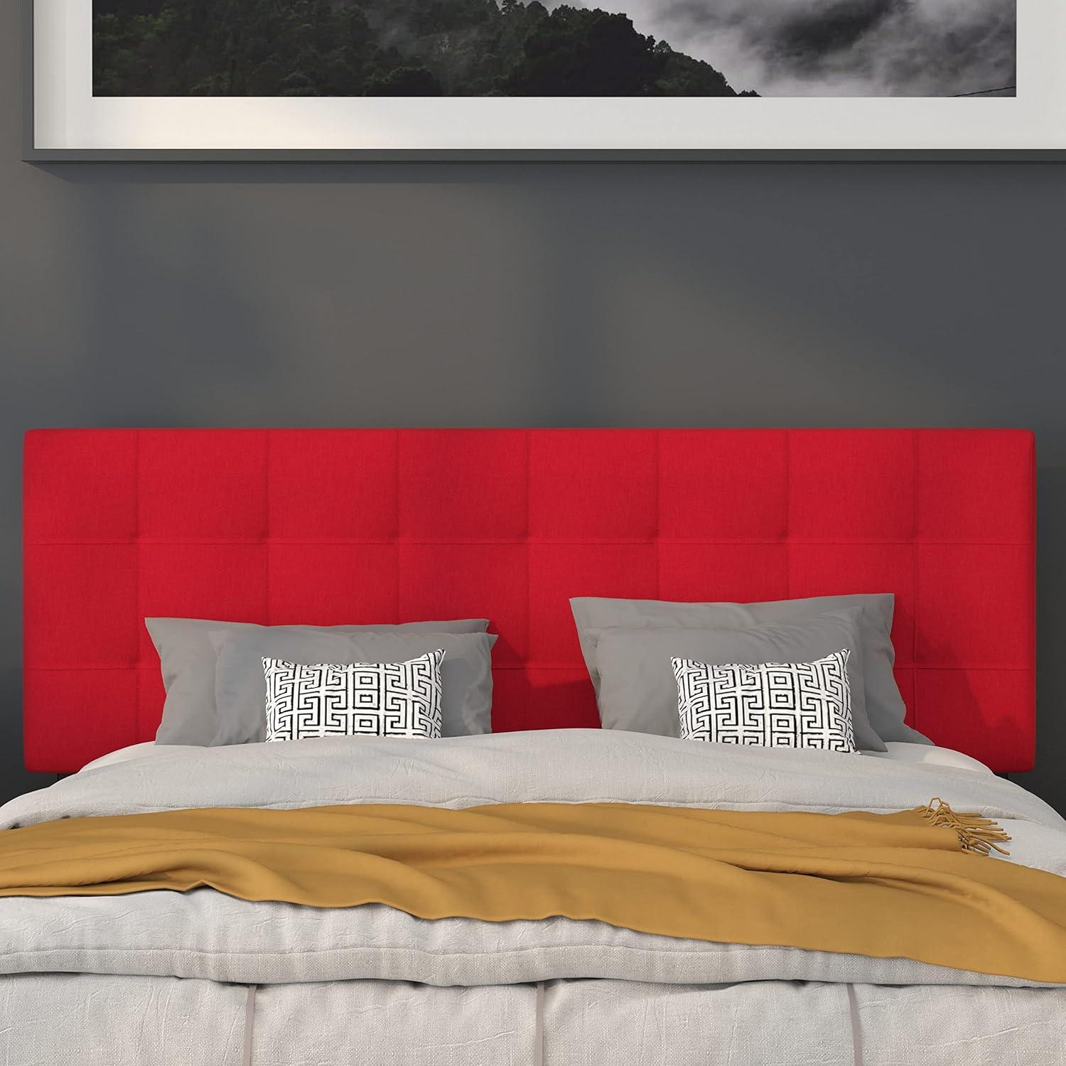 imageFlash Furniture Bedford Box Stitch Tufted Upholstered Twin Size Headboard in Black FabricRed