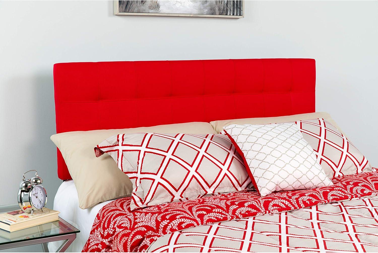 imageFlash Furniture Bedford Box Stitch Tufted Upholstered Twin Size Headboard in Black FabricRed