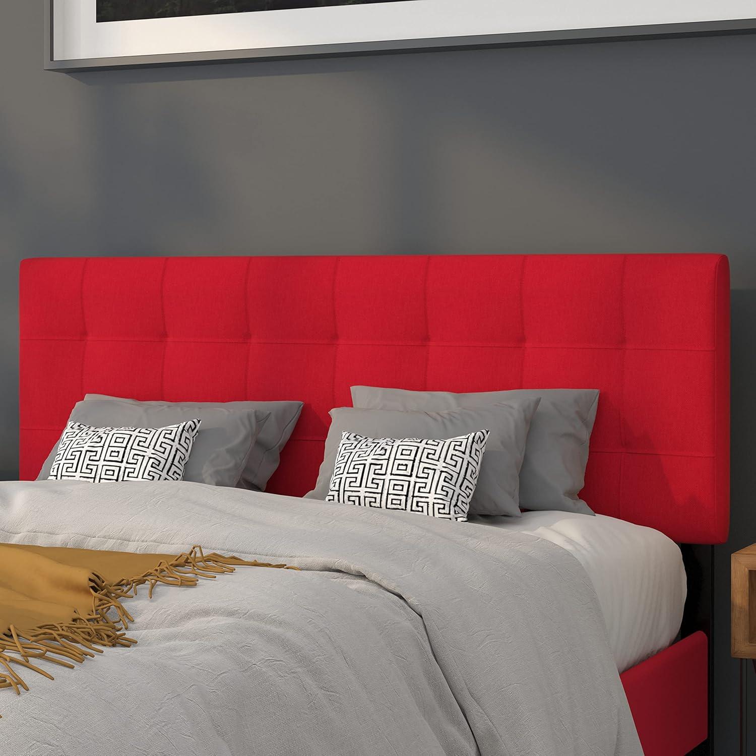 imageFlash Furniture Bedford Box Stitch Tufted Upholstered Twin Size Headboard in Black FabricRed
