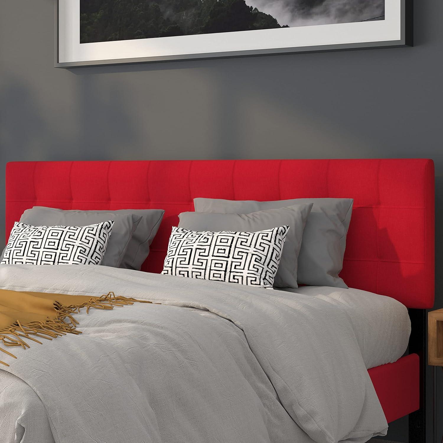 imageFlash Furniture Bedford Box Stitch Tufted Upholstered Twin Size Headboard in Black FabricRed