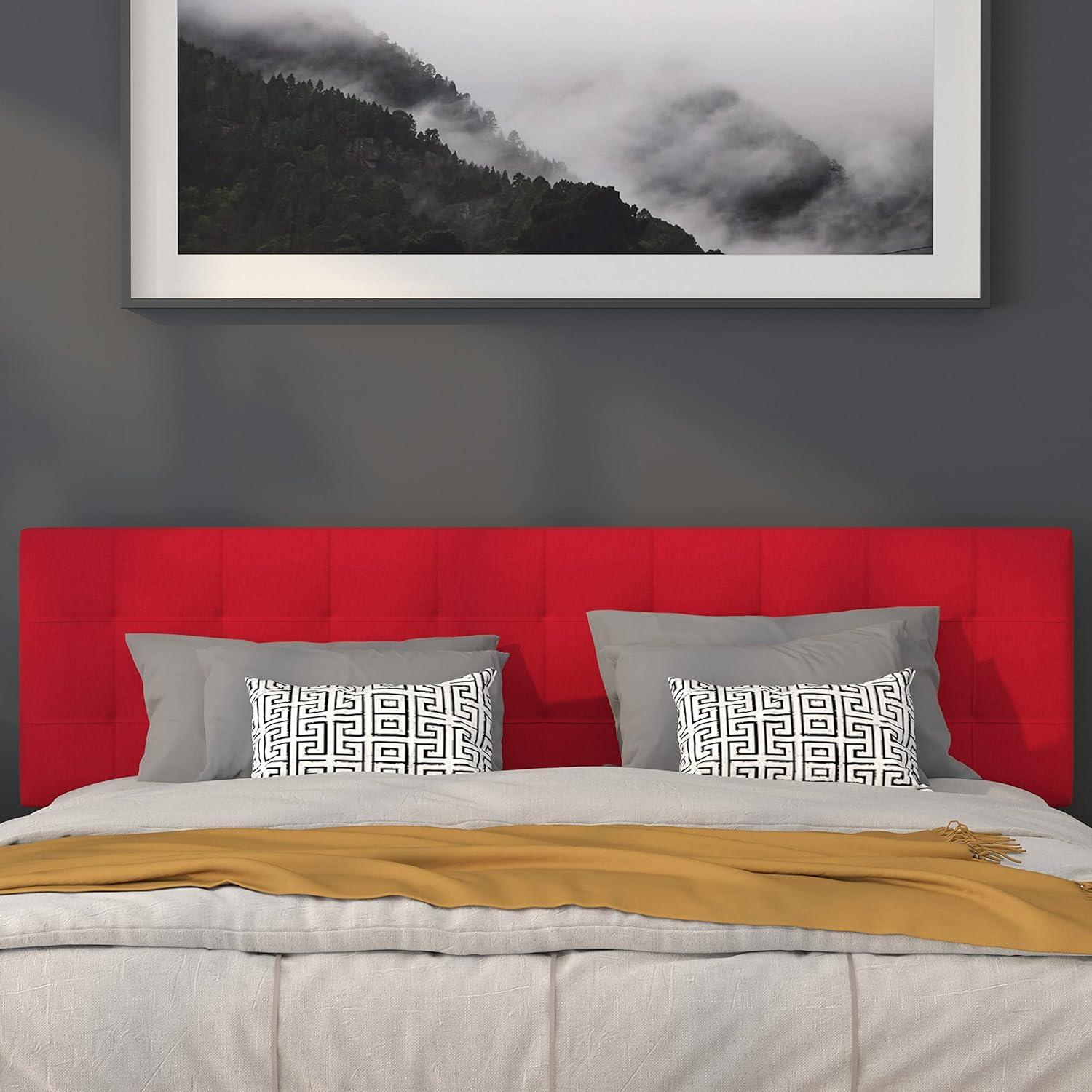 imageFlash Furniture Bedford Box Stitch Tufted Upholstered Twin Size Headboard in Black FabricRed
