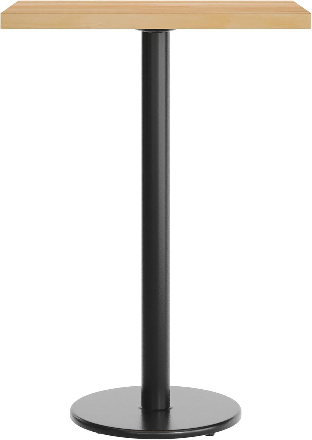 imageFlash Furniture Bennett 24quot x 30quot Solid Wood Commercial Indoor Tabletop in Dark Brown with 18quot Round Bar Height Black Cast Iron Base 300 lb Static CapacityNatural TopBlack Base