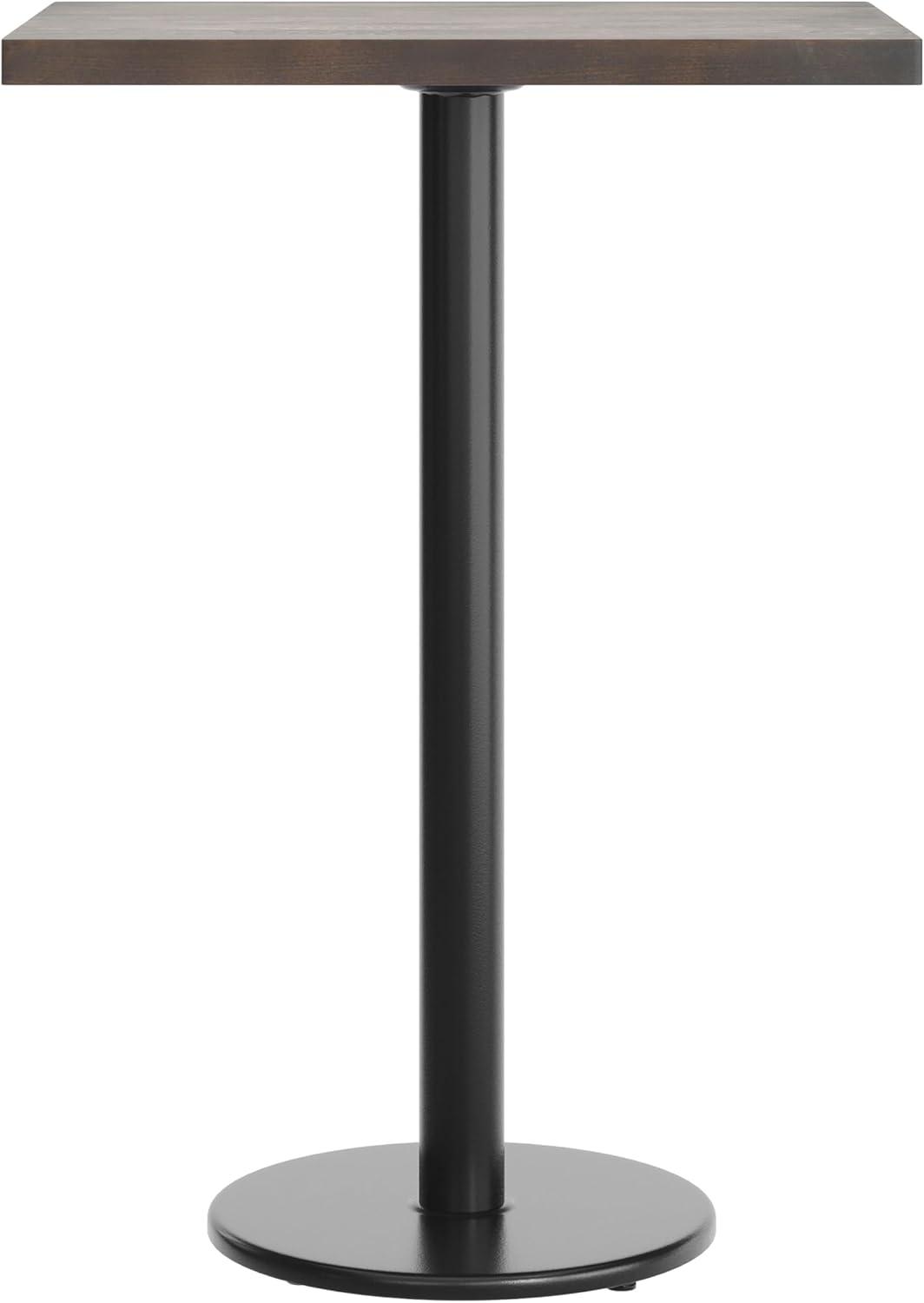 imageFlash Furniture Bennett 24quot x 30quot Solid Wood Commercial Indoor Tabletop in Dark Brown with 18quot Round Bar Height Black Cast Iron Base 300 lb Static CapacityDark Brown TopBlack Base