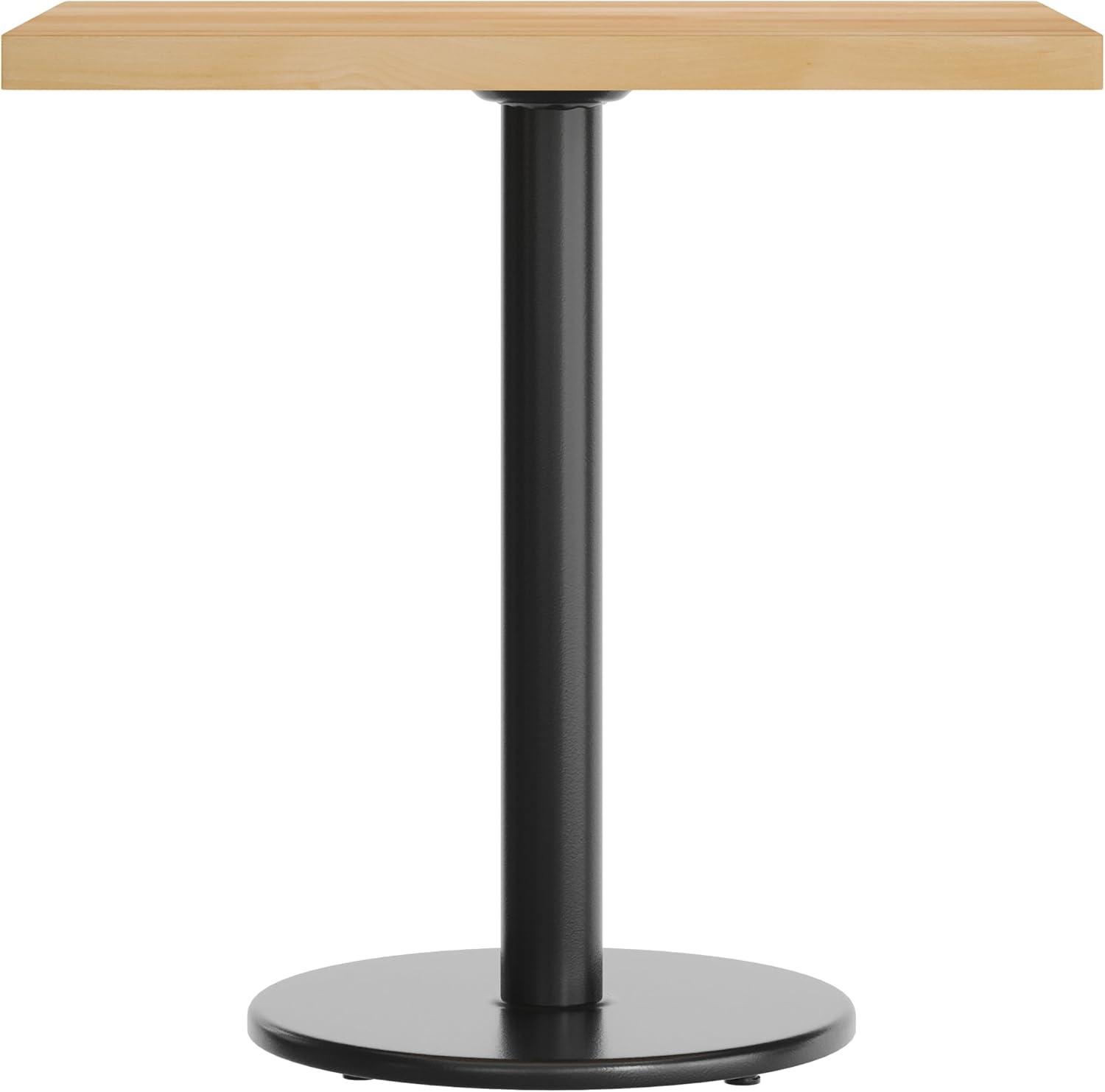 imageFlash Furniture Bennett 24quot x 30quot Solid Wood Commercial Indoor Tabletop in Dark Brown with 18quot Round Dining Height Black Cast Iron Base 300 lb Static CapacityNatural TopBlack Base