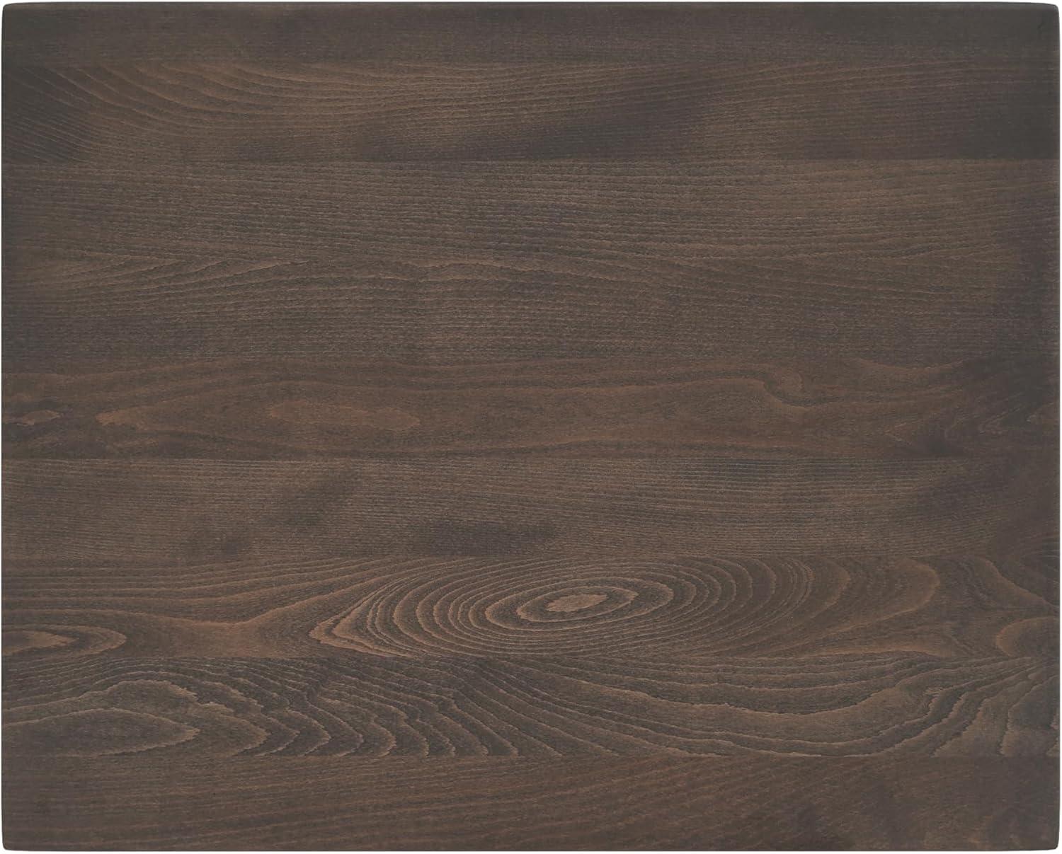 imageFlash Furniture Bennett 24quot x 30quot Solid Wood Commercial Indoor Tabletop in Dark Brown with 18quot Round Dining Height Black Cast Iron Base 300 lb Static CapacityDark Brown TopSilver Base
