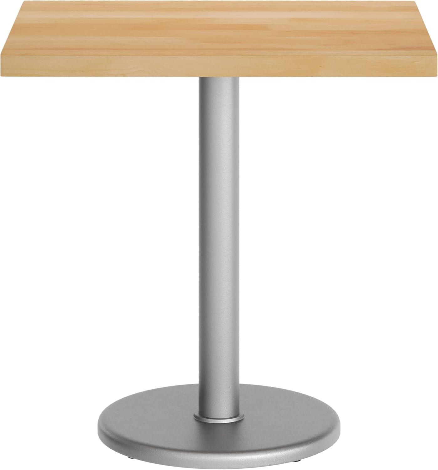 imageFlash Furniture Bennett 24quot x 30quot Solid Wood Commercial Indoor Tabletop in Dark Brown with 18quot Round Dining Height Black Cast Iron Base 300 lb Static CapacityNatural TopSilver Base