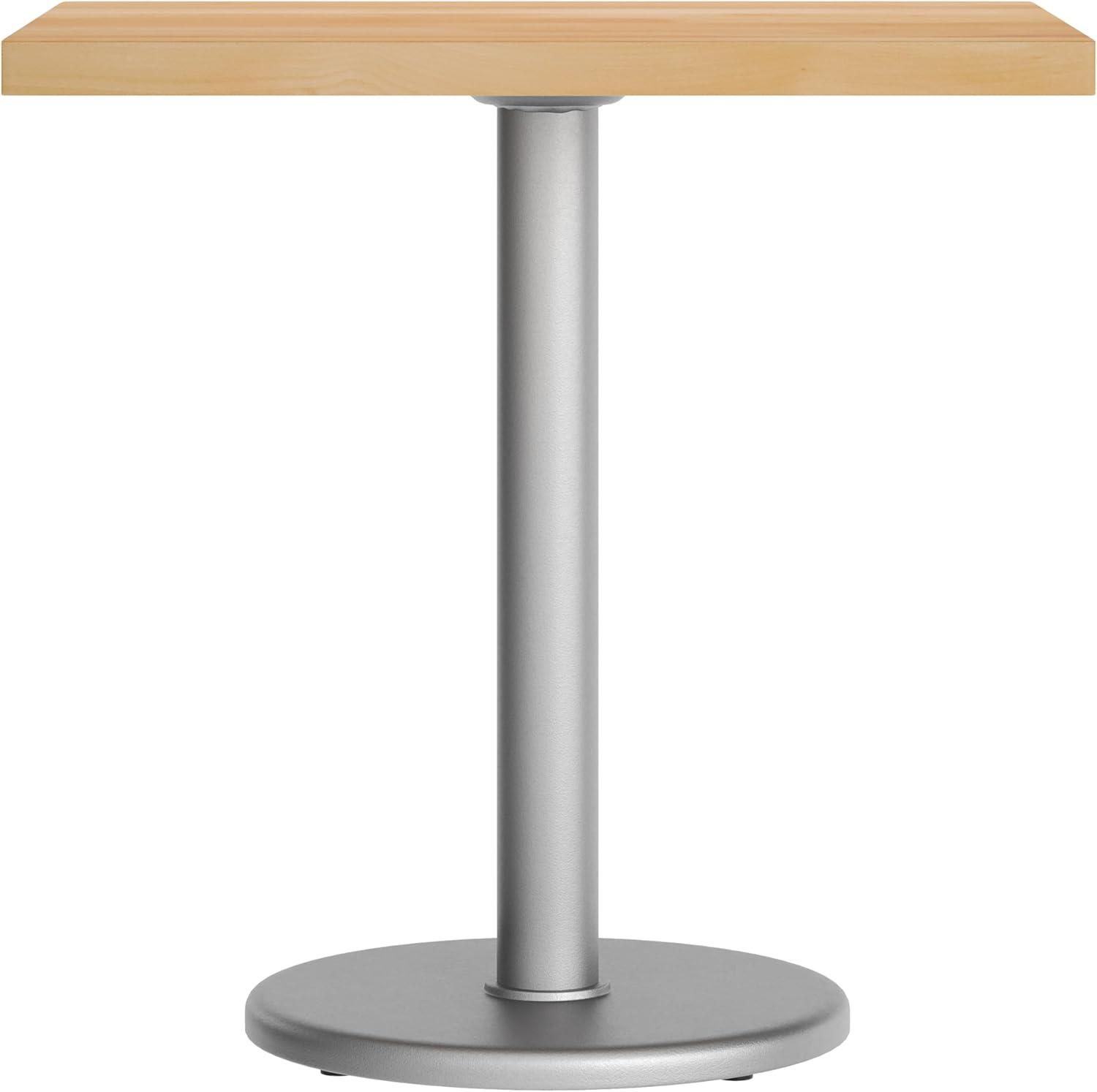 imageFlash Furniture Bennett 24quot x 30quot Solid Wood Commercial Indoor Tabletop in Dark Brown with 18quot Round Dining Height Black Cast Iron Base 300 lb Static CapacityNatural TopSilver Base
