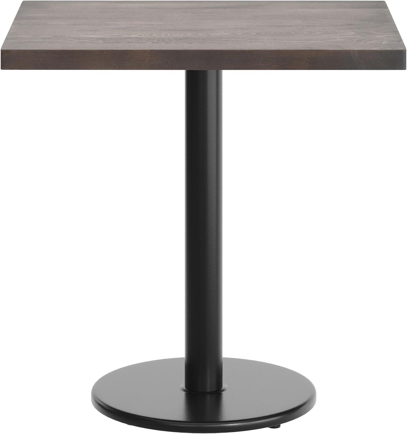 imageFlash Furniture Bennett 24quot x 30quot Solid Wood Commercial Indoor Tabletop in Dark Brown with 18quot Round Dining Height Black Cast Iron Base 300 lb Static CapacityDark Brown TopBlack Base
