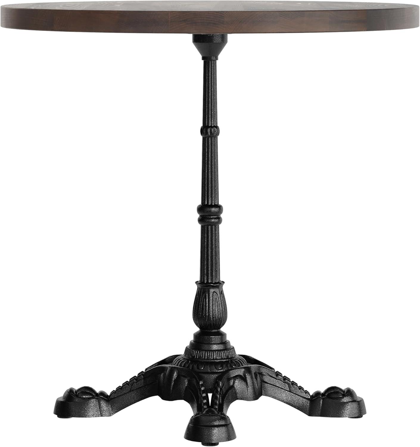 imageFlash Furniture Bennett 30quot Round Solid Wood Commercial Indoor Tabletop in Dark Brown with 2275quot RustResistant Black Cast Iron Bistro Base 200 lb Static CapacityDark Brown TopBlack Base