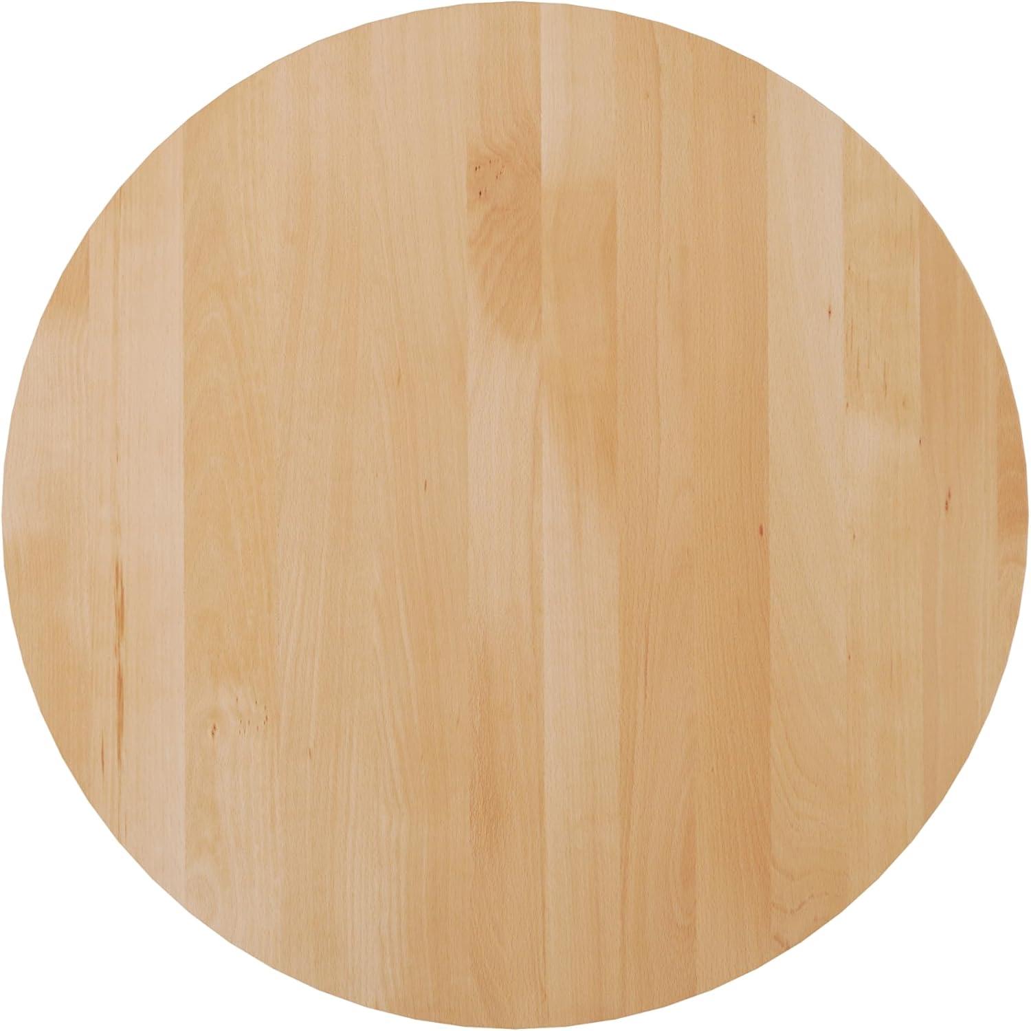 imageFlash Furniture Bennett 30quot Round Solid Wood Commercial Indoor Tabletop in Dark Brown with 22quot x 22quot Bar Height Black Cast Iron X Base 300 lb Static CapacityNatural TopBlack Base