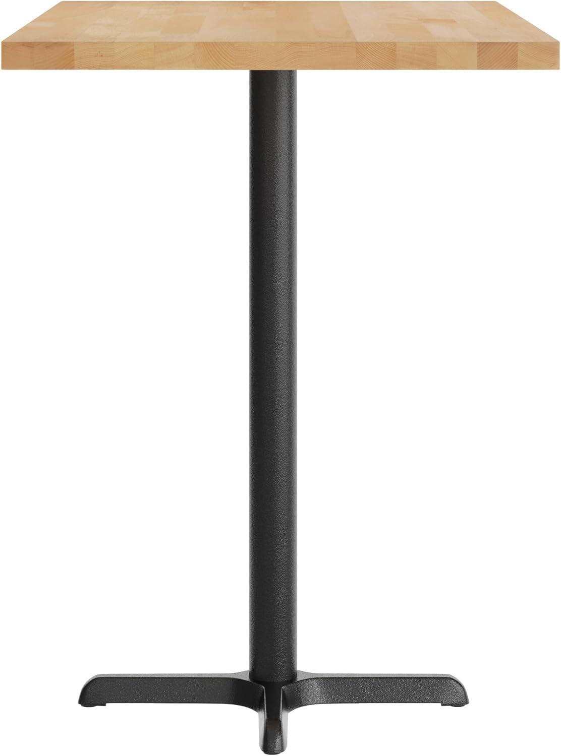 imageFlash Furniture Bennett 30quot x 48quot Solid Wood Commercial Indoor Tabletop in Dark Brown with 235quot x 295quot Bar Height Black Cast Iron X Base 300 lb Static CapacityNatural TopBlack Base