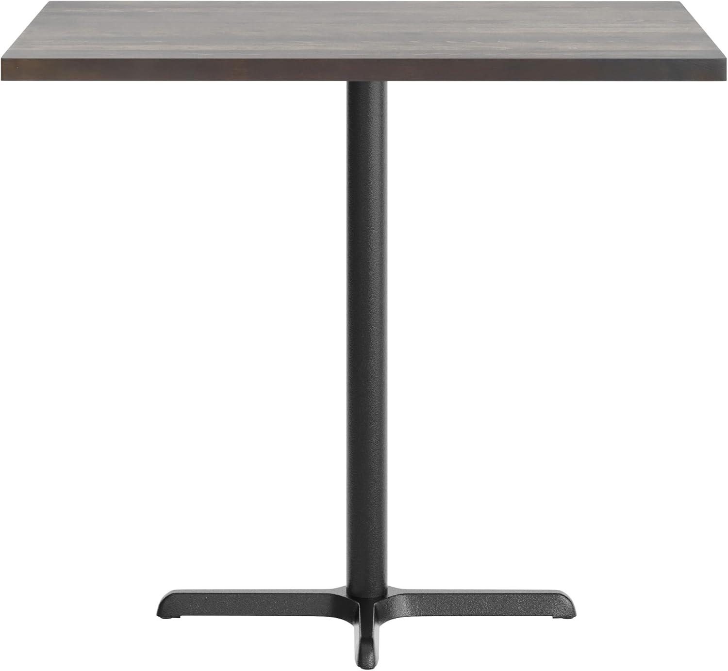 imageFlash Furniture Bennett 30quot x 48quot Solid Wood Commercial Indoor Tabletop in Dark Brown with 235quot x 295quot Bar Height Black Cast Iron X Base 300 lb Static CapacityDark Brown TopBlack Base
