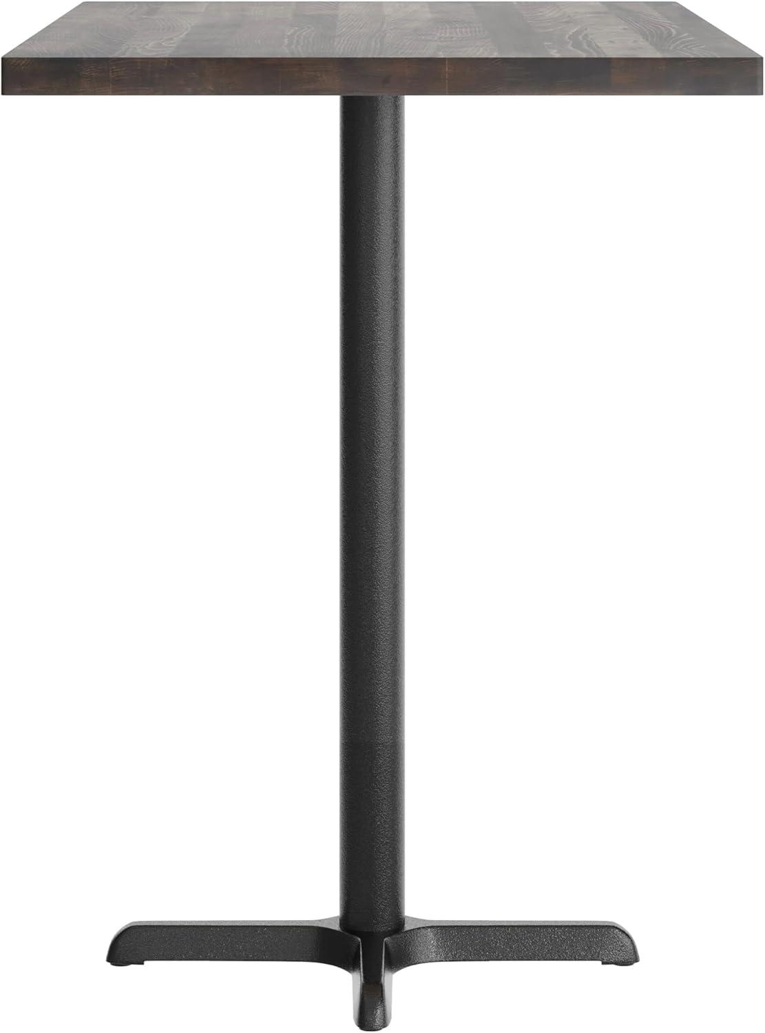 imageFlash Furniture Bennett 30quot x 48quot Solid Wood Commercial Indoor Tabletop in Dark Brown with 235quot x 295quot Bar Height Black Cast Iron X Base 300 lb Static CapacityDark Brown TopBlack Base