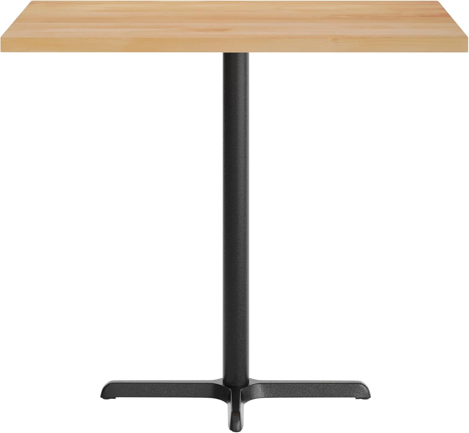 imageFlash Furniture Bennett 30quot x 48quot Solid Wood Commercial Indoor Tabletop in Dark Brown with 235quot x 295quot Bar Height Black Cast Iron X Base 300 lb Static CapacityNatural TopBlack Base
