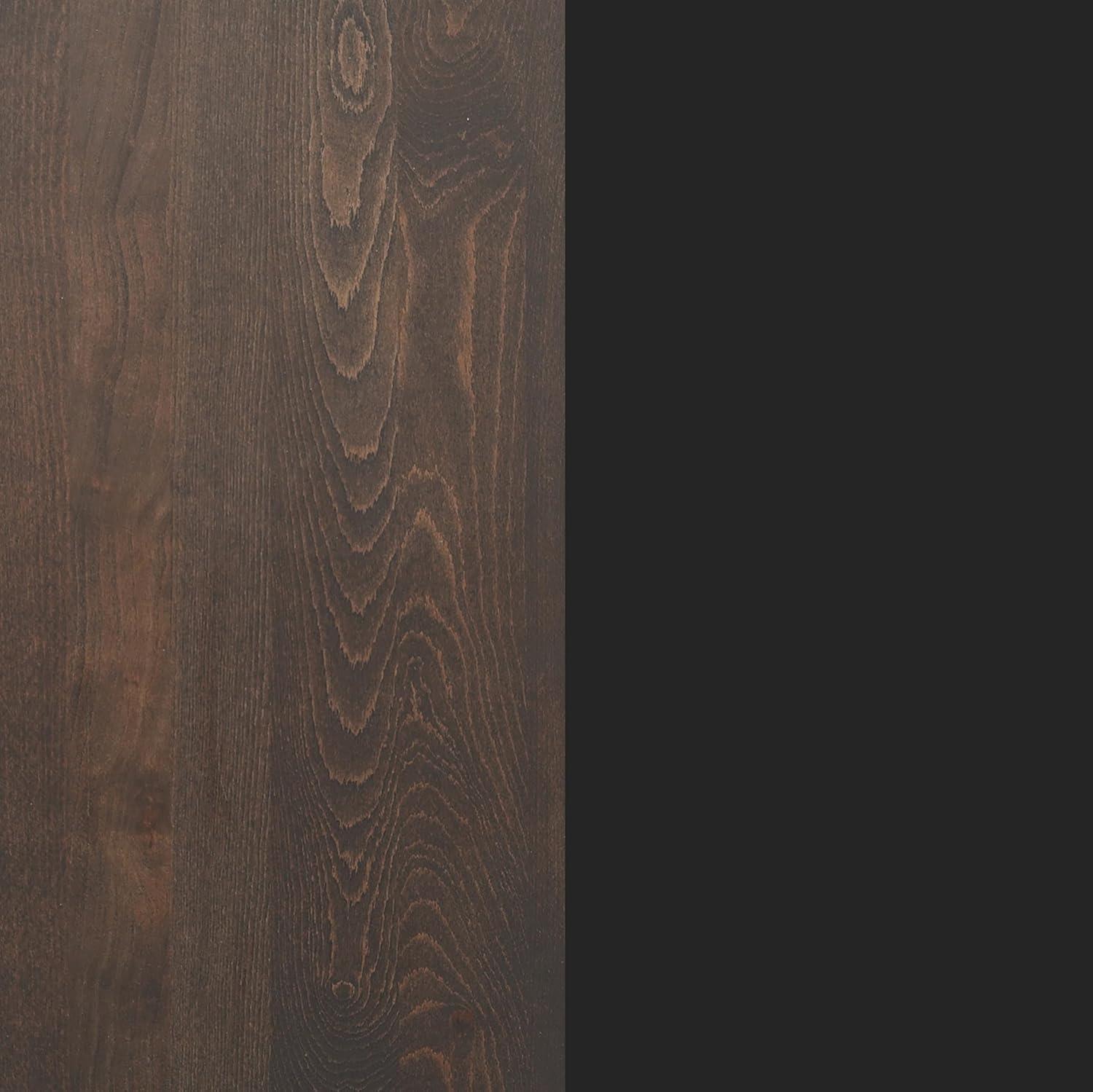imageFlash Furniture Bennett 30quot x 48quot Solid Wood Commercial Indoor Tabletop in Dark Brown with 235quot x 295quot Bar Height Black Cast Iron X Base 300 lb Static CapacityDark Brown TopBlack Base
