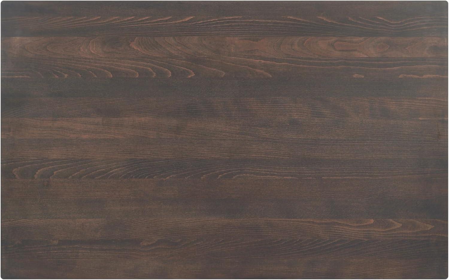 imageFlash Furniture Bennett 30quot x 48quot Solid Wood Commercial Indoor Tabletop in Dark Brown with 235quot x 295quot Bar Height Black Cast Iron X Base 300 lb Static CapacityDark Brown TopBlack Base