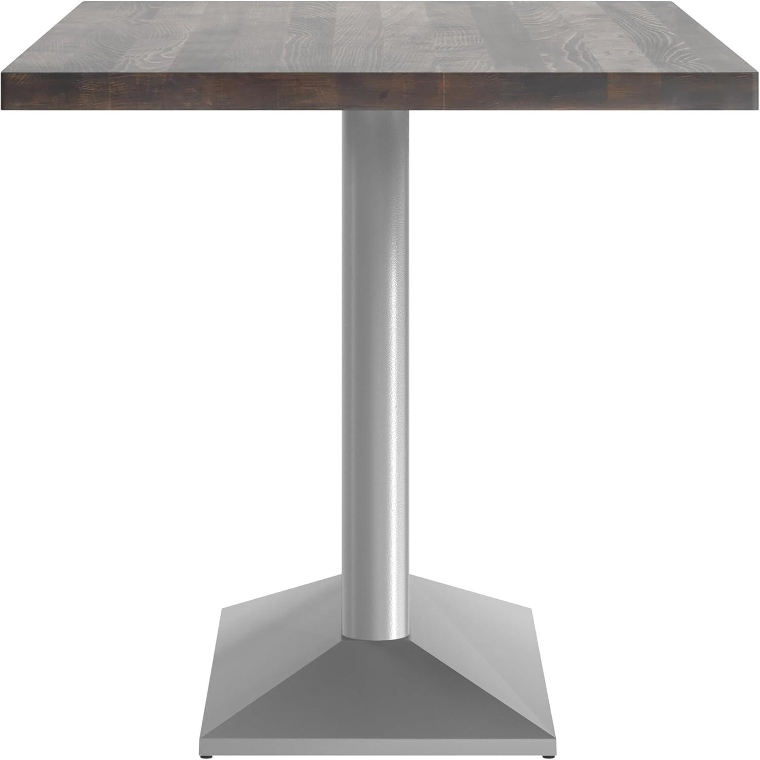 imageFlash Furniture Bennett 30quot x 48quot Solid Wood Commercial Indoor Tabletop in Dark Brown with 27quot x 15quot Dual Column Table Height Silver Cast Iron Base 300 lb Static CapacityDark Brown TopSilver Base