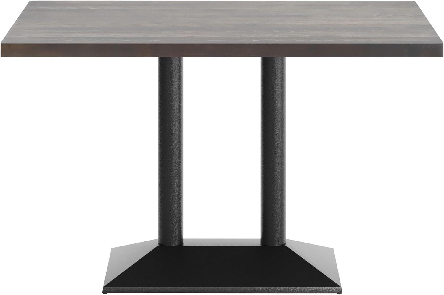 imageFlash Furniture Bennett 30quot x 48quot Solid Wood Commercial Indoor Tabletop in Dark Brown with 27quot x 15quot Dual Column Table Height Silver Cast Iron Base 300 lb Static CapacityDark Brown TopBlack Base