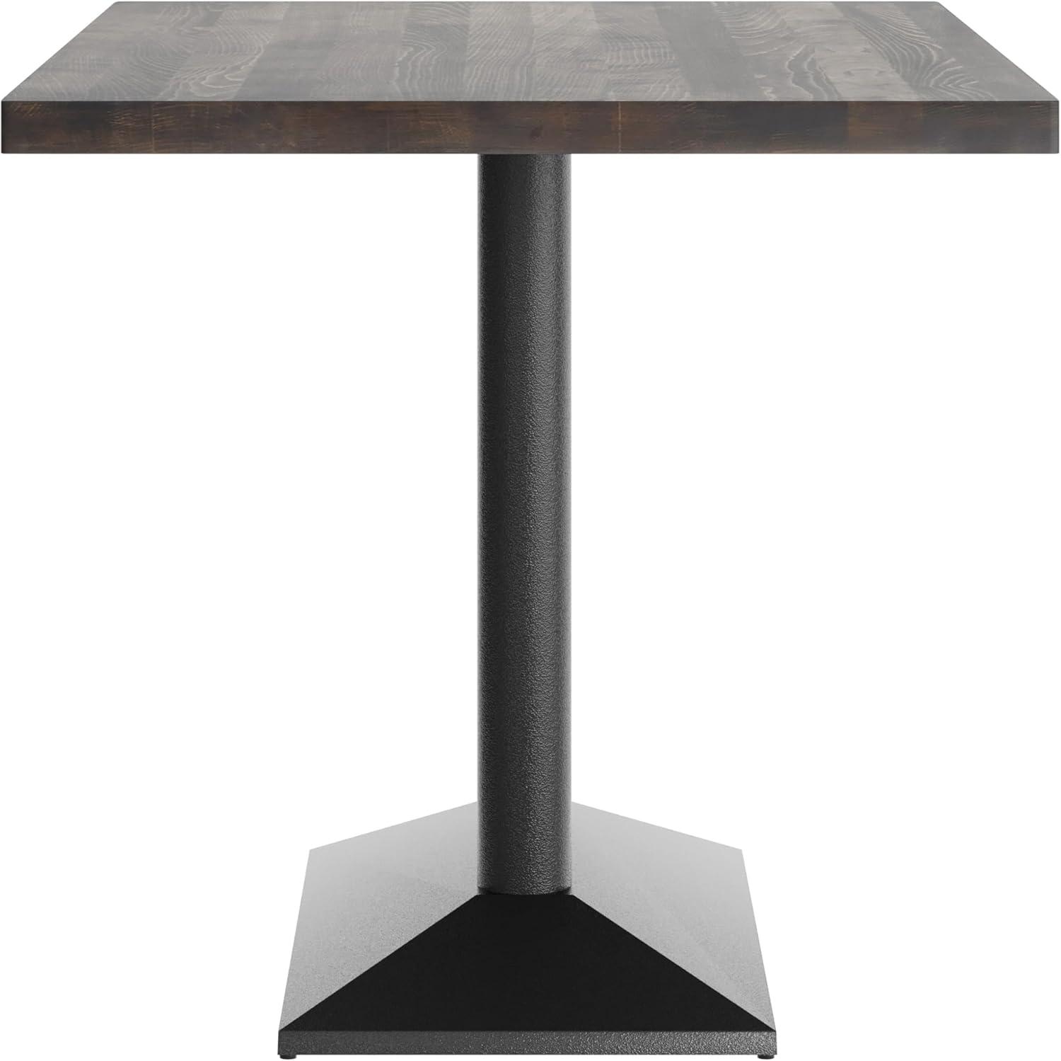 imageFlash Furniture Bennett 30quot x 48quot Solid Wood Commercial Indoor Tabletop in Dark Brown with 27quot x 15quot Dual Column Table Height Silver Cast Iron Base 300 lb Static CapacityDark Brown TopBlack Base
