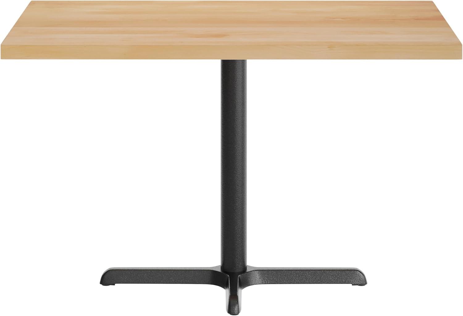 imageFlash Furniture Bennett 30quot x 48quot Solid Wood Commercial Indoor Tabletop in Natural with 2375quot x 295quot Dining Height Black Cast Iron X Base 300 lb Static CapacityNatural TopBlack Base