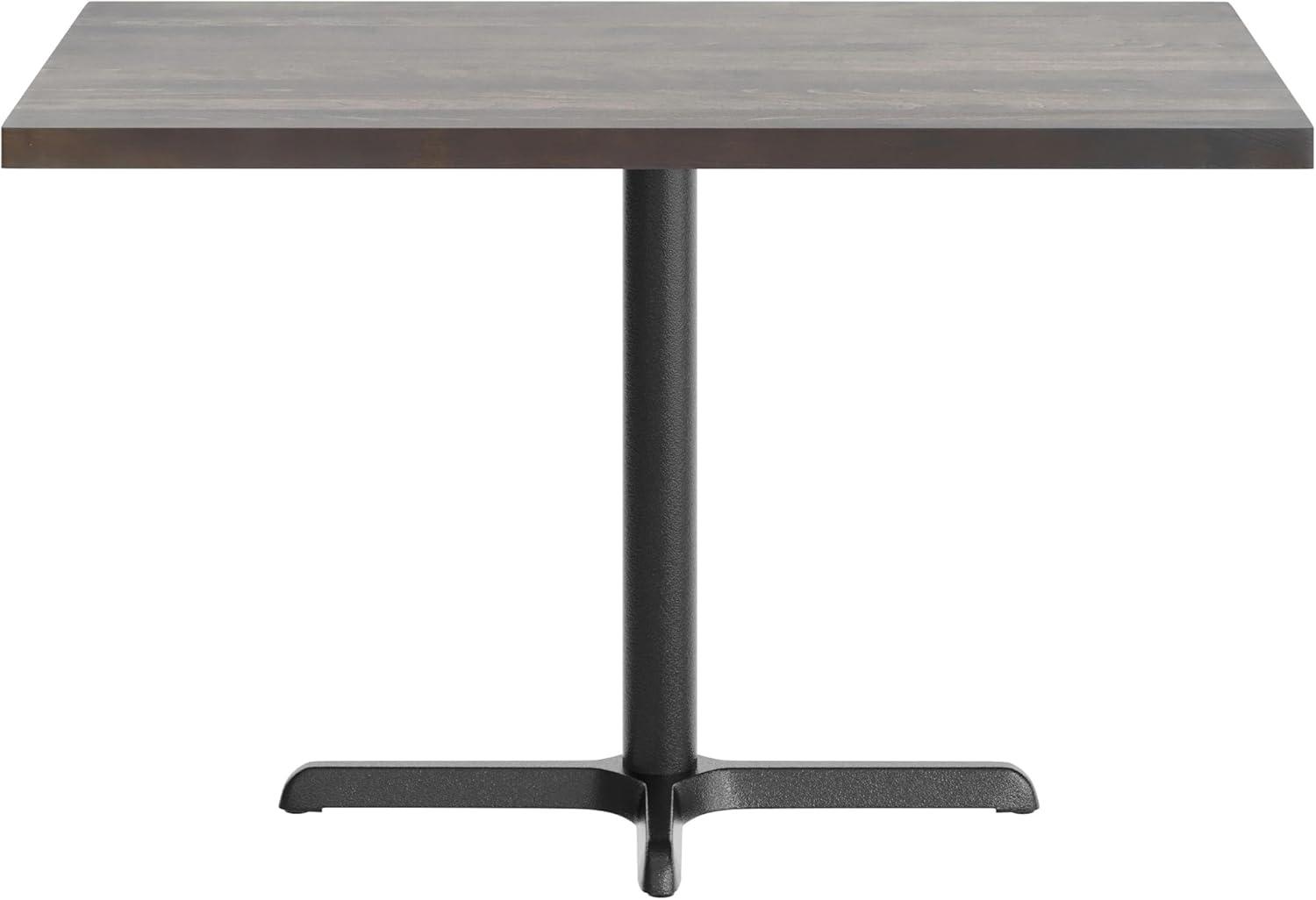 imageFlash Furniture Bennett 30quot x 48quot Solid Wood Commercial Indoor Tabletop in Natural with 2375quot x 295quot Dining Height Black Cast Iron X Base 300 lb Static CapacityDark Brown TopBlack Base