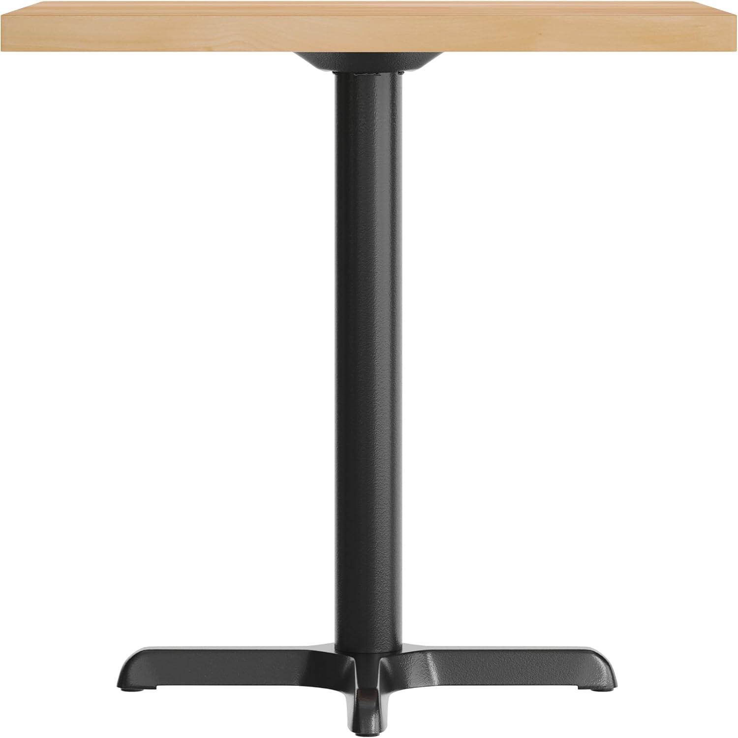imageFlash Furniture Bennett 30quot x 60quot Solid Wood Commercial Indoor Tabletop in Dark Brown with 22quot x 22quot Dining Height Black Cast Iron X Base 300 lb Static CapacityNatural TopBlack Base