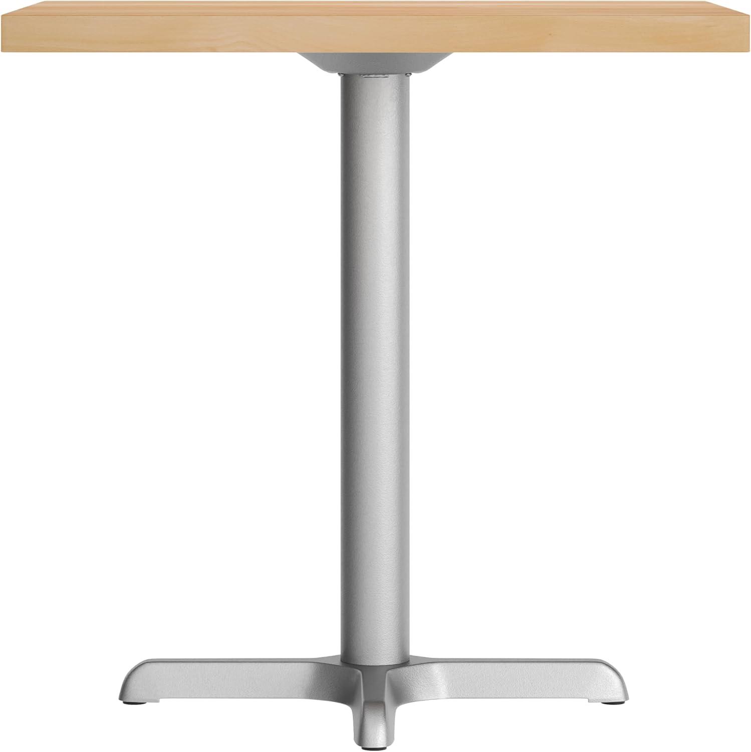 imageFlash Furniture Bennett 30quot x 60quot Solid Wood Commercial Indoor Tabletop in Dark Brown with 22quot x 22quot Dining Height Black Cast Iron X Base 300 lb Static CapacityNatural TopSilver Base