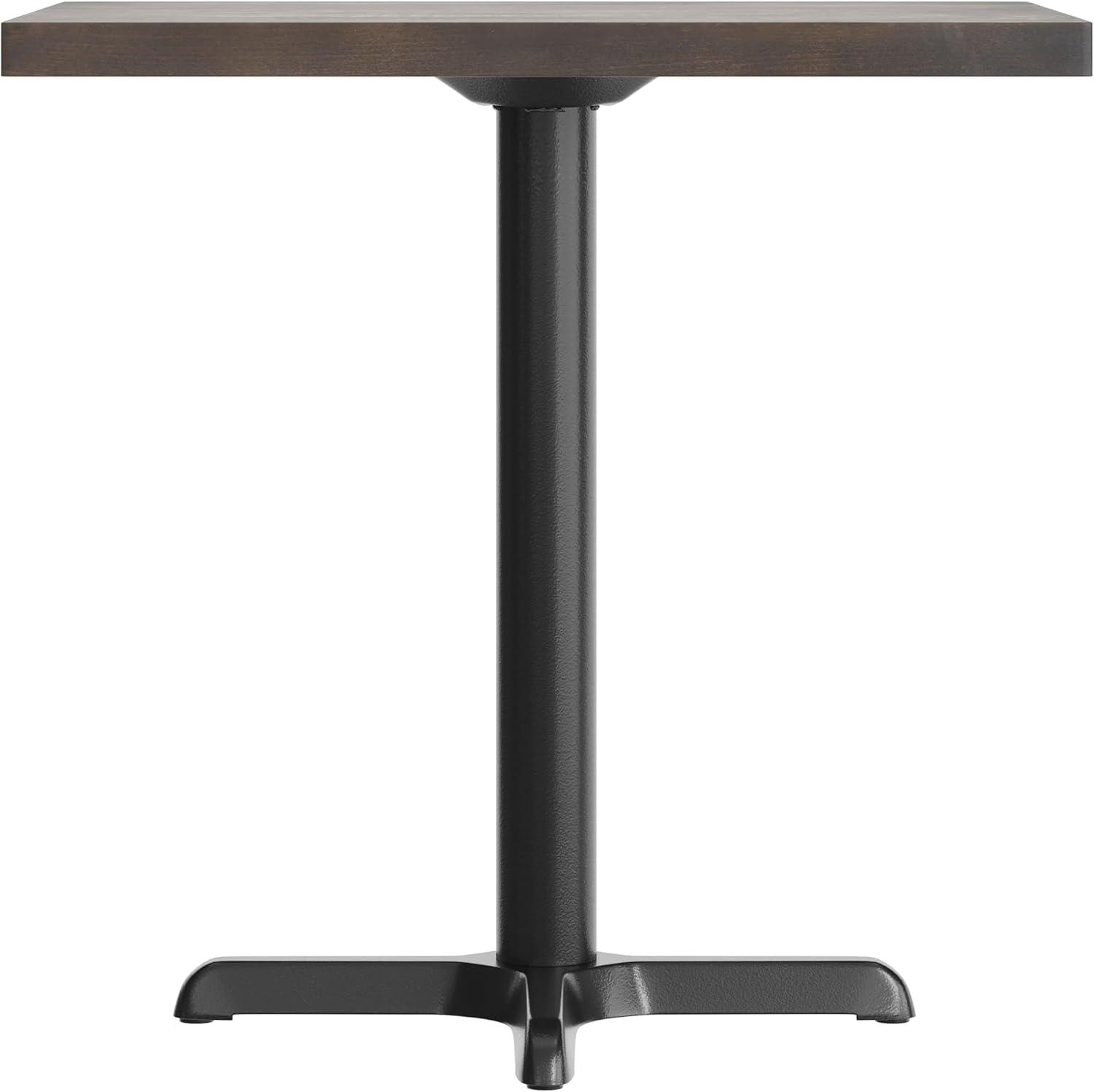 imageFlash Furniture Bennett 30quot x 60quot Solid Wood Commercial Indoor Tabletop in Dark Brown with 22quot x 22quot Dining Height Black Cast Iron X Base 300 lb Static CapacityDark Brown TopBlack Base