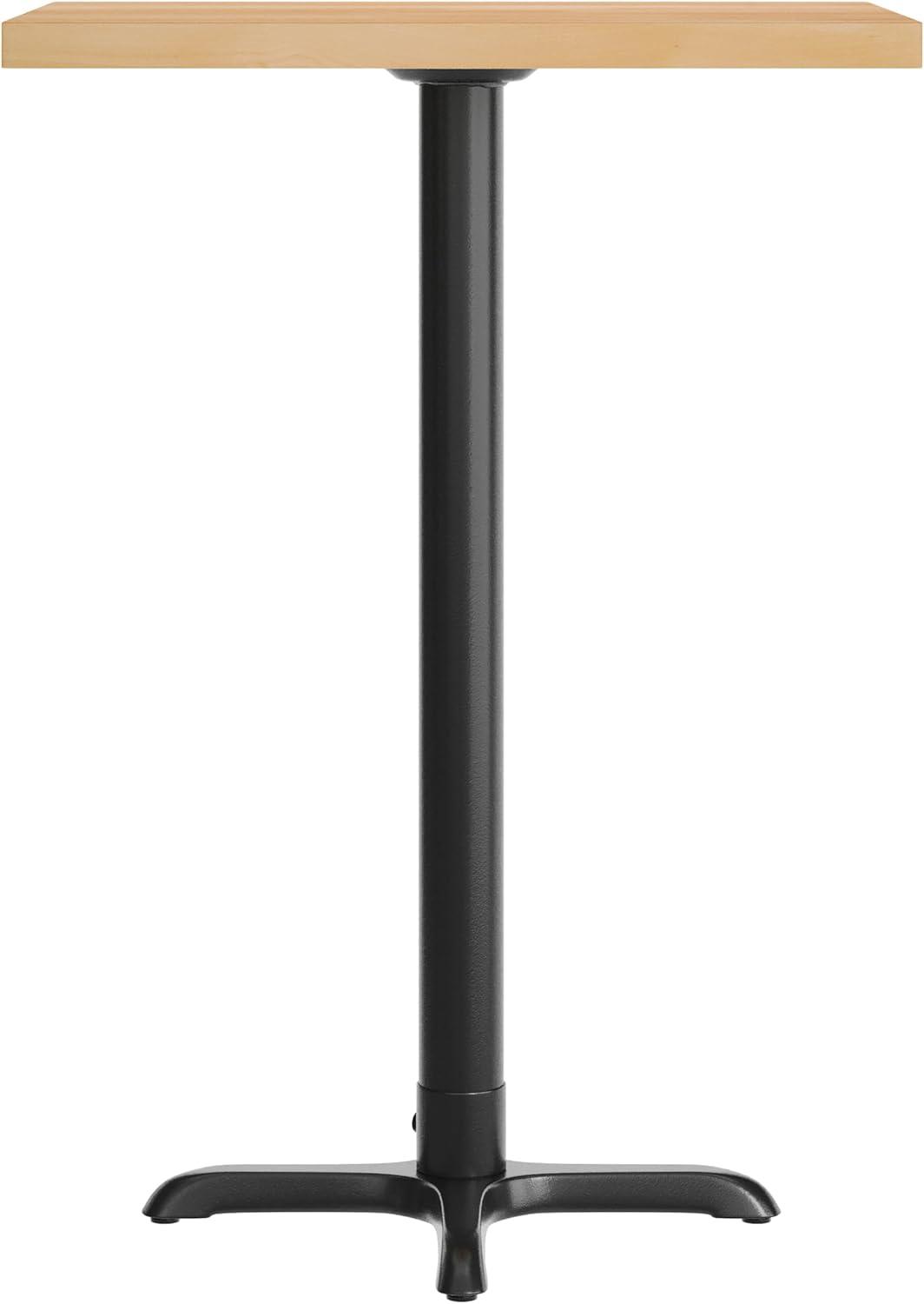 imageFlash Furniture Bennett 30quot x 60quot Solid Wood Commercial Indoor Tabletop in Natural with 22quot x 22quot Bar Height Black Cast Iron X Base 300 lb Static CapacityNatural TopBlack Base