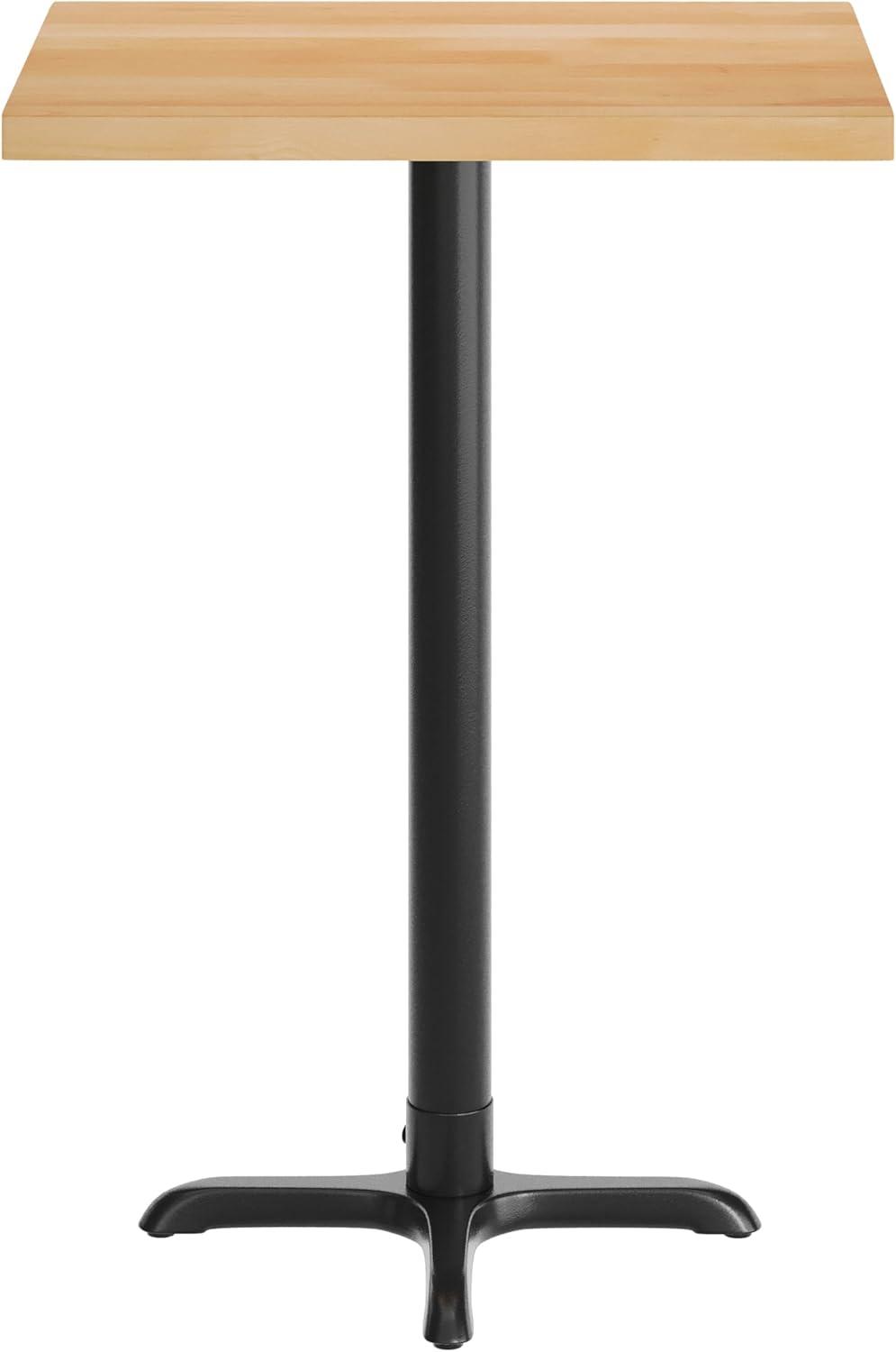 imageFlash Furniture Bennett 30quot x 60quot Solid Wood Commercial Indoor Tabletop in Natural with 22quot x 22quot Bar Height Black Cast Iron X Base 300 lb Static CapacityNatural TopBlack Base