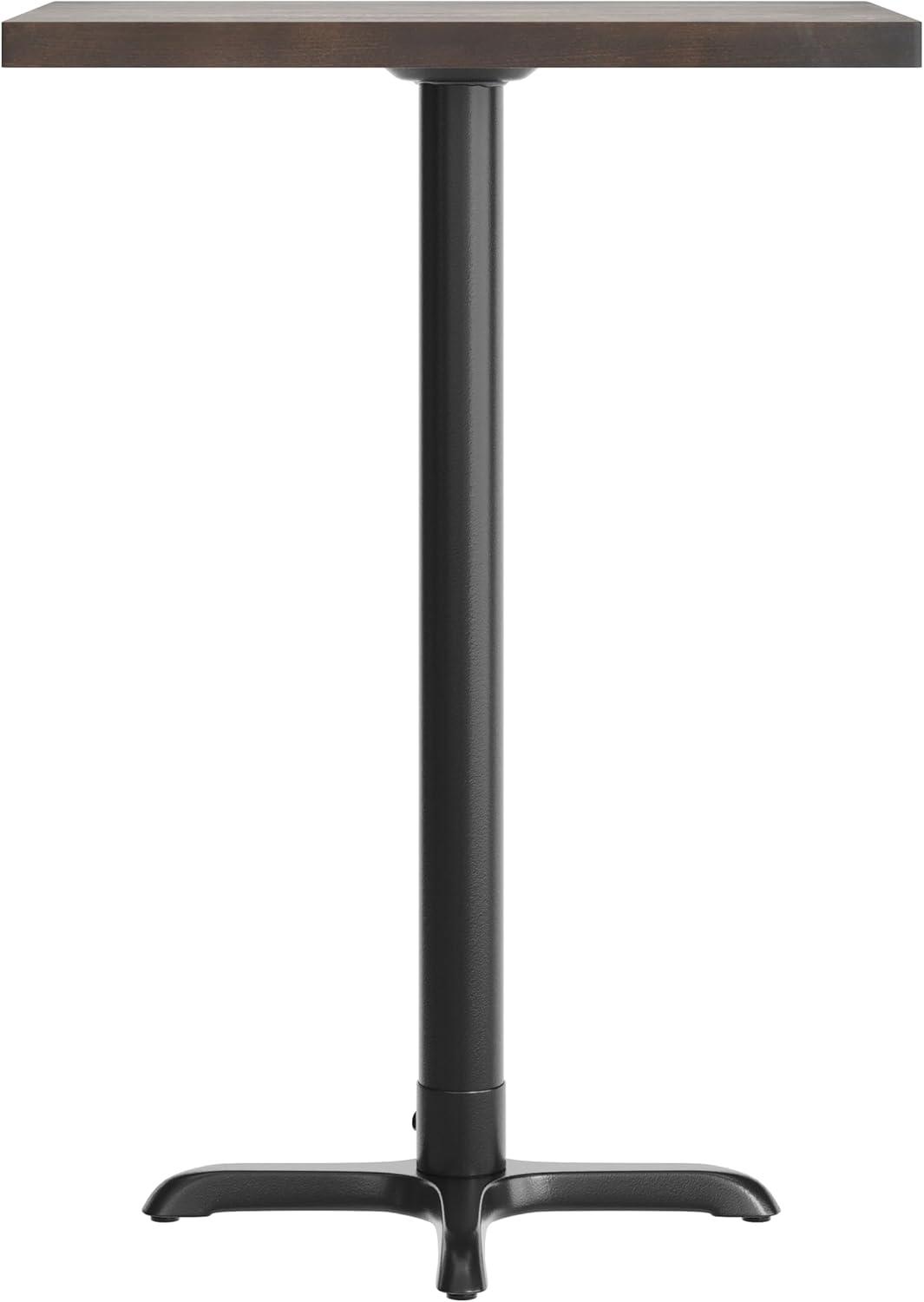 imageFlash Furniture Bennett 30quot x 60quot Solid Wood Commercial Indoor Tabletop in Natural with 22quot x 22quot Bar Height Black Cast Iron X Base 300 lb Static CapacityDark Brown TopBlack Base