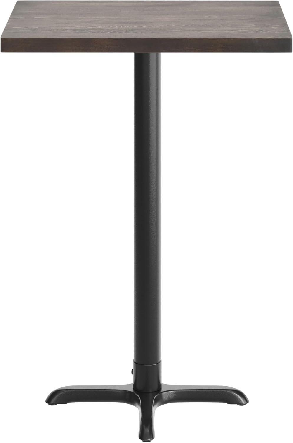 imageFlash Furniture Bennett 30quot x 60quot Solid Wood Commercial Indoor Tabletop in Natural with 22quot x 22quot Bar Height Black Cast Iron X Base 300 lb Static CapacityDark Brown TopBlack Base