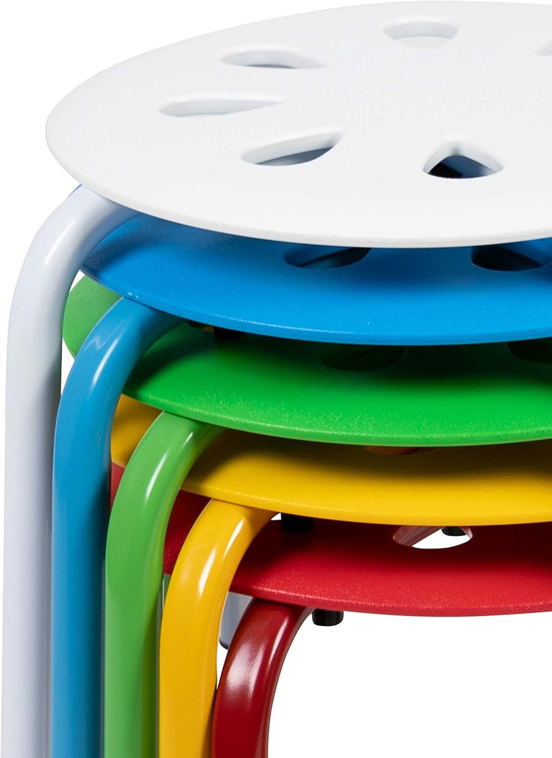 imageFlash Furniture Bentley Plastic Nesting Stack Stools 115quotHeight Assorted Colors 5 Pack
