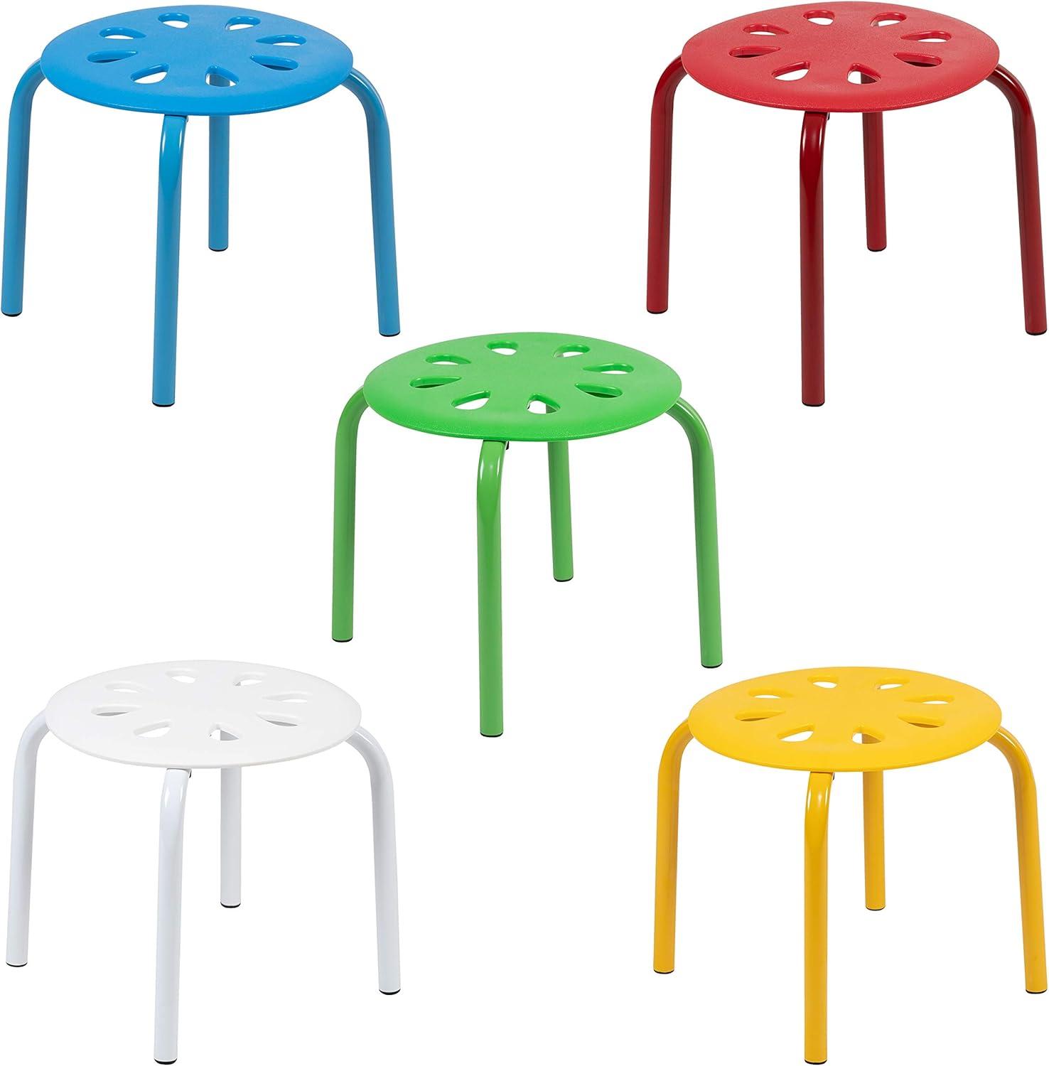 imageFlash Furniture Bentley Plastic Nesting Stack Stools 115quotHeight Assorted Colors 5 Pack
