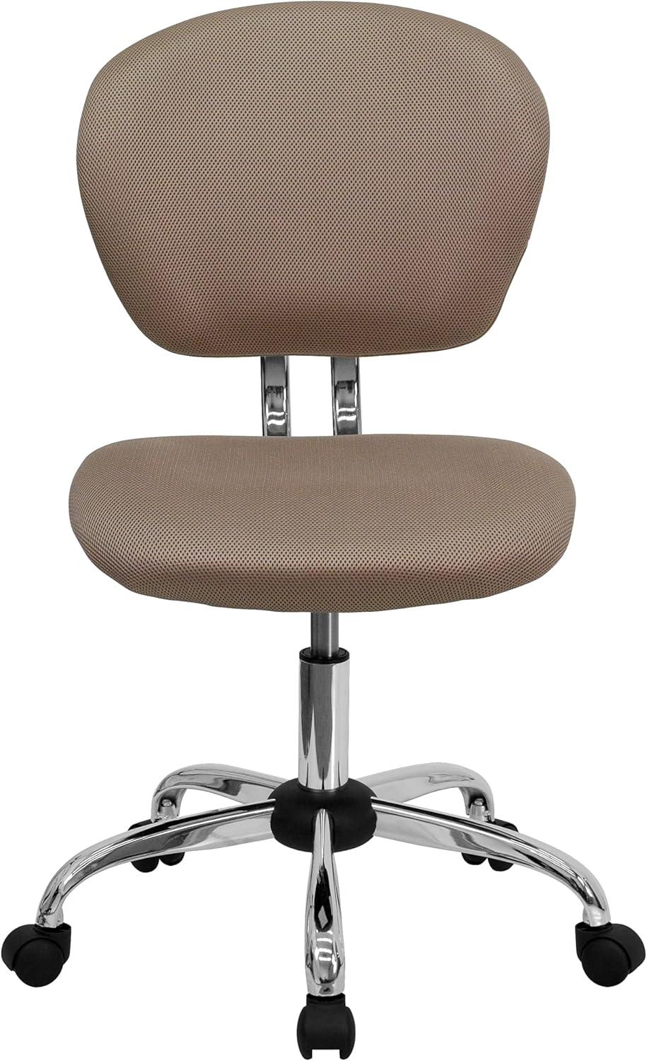 imageFlash Furniture Beverly MidBack White Mesh Padded Swivel Task Office Chair with Chrome BaseCoffee Brown