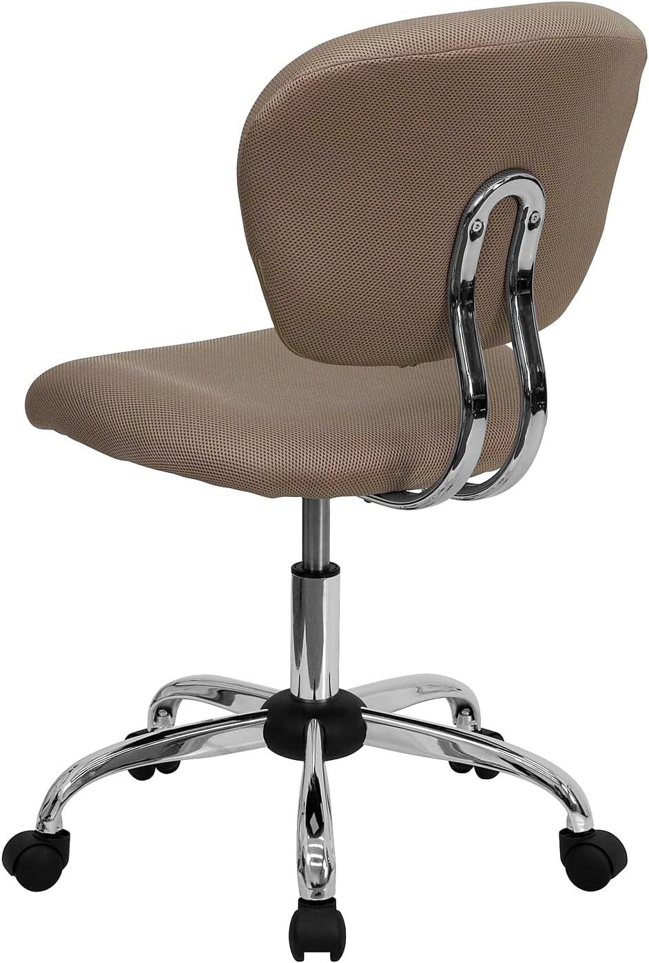 imageFlash Furniture Beverly MidBack White Mesh Padded Swivel Task Office Chair with Chrome BaseCoffee Brown