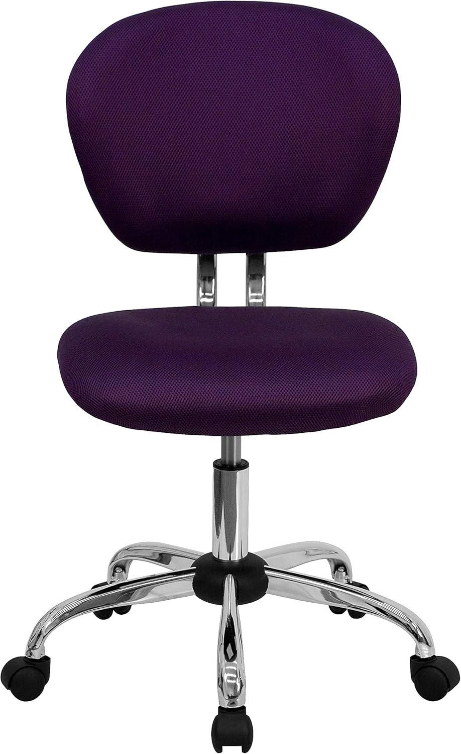 imageFlash Furniture Beverly MidBack White Mesh Padded Swivel Task Office Chair with Chrome BasePurple