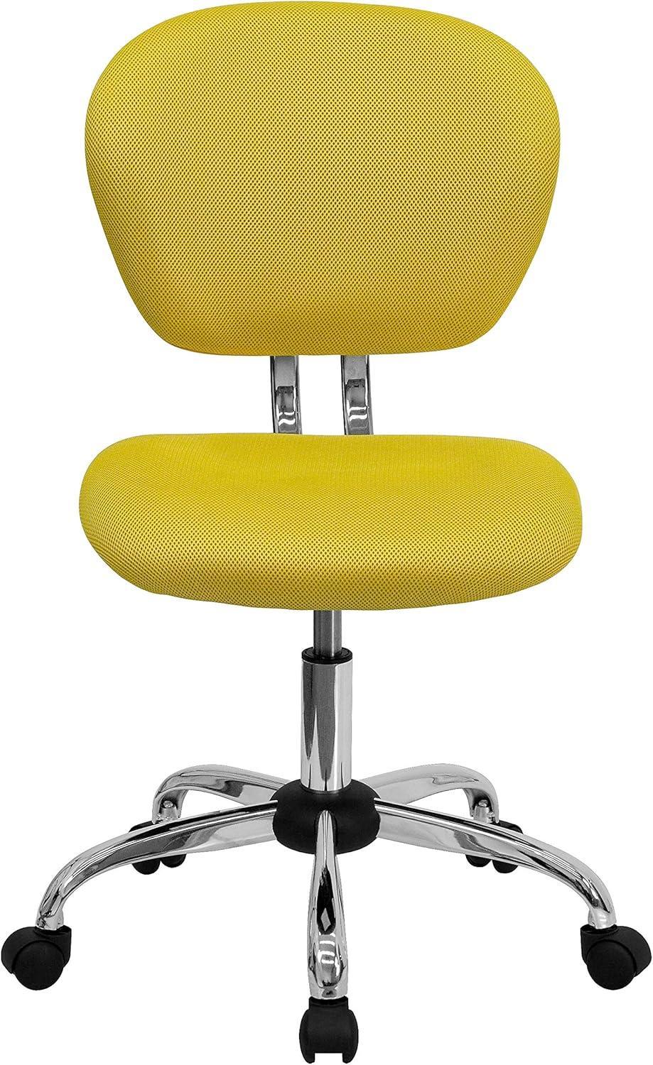 imageFlash Furniture Beverly MidBack White Mesh Padded Swivel Task Office Chair with Chrome BaseYellow