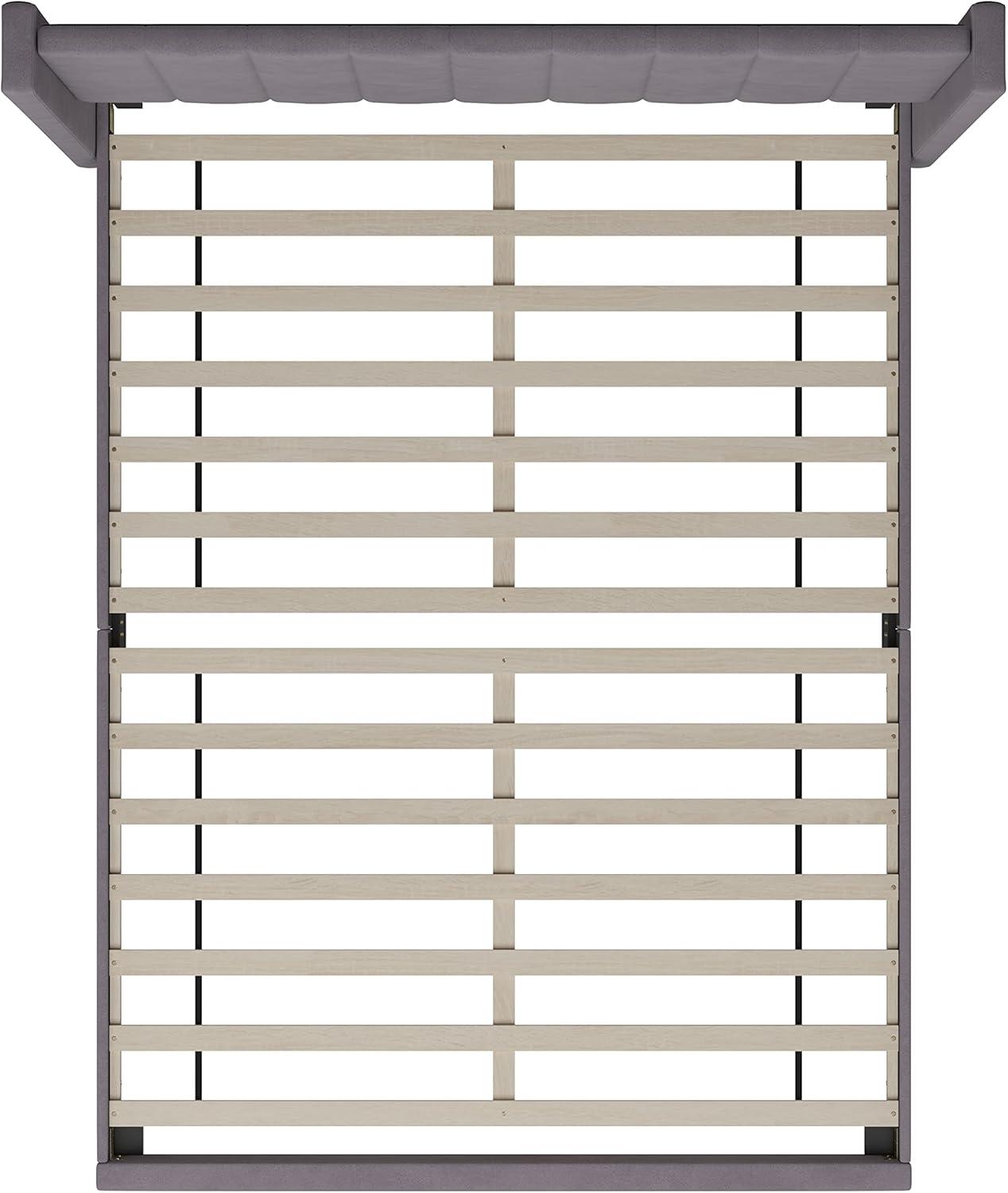 imageFlash Furniture Bianca Upholstered Platform Bed Emerald Velvet Upholstery Queen Wingback Headboard Slatted Mattress Foundation No Box Spring NeededGray Velvet