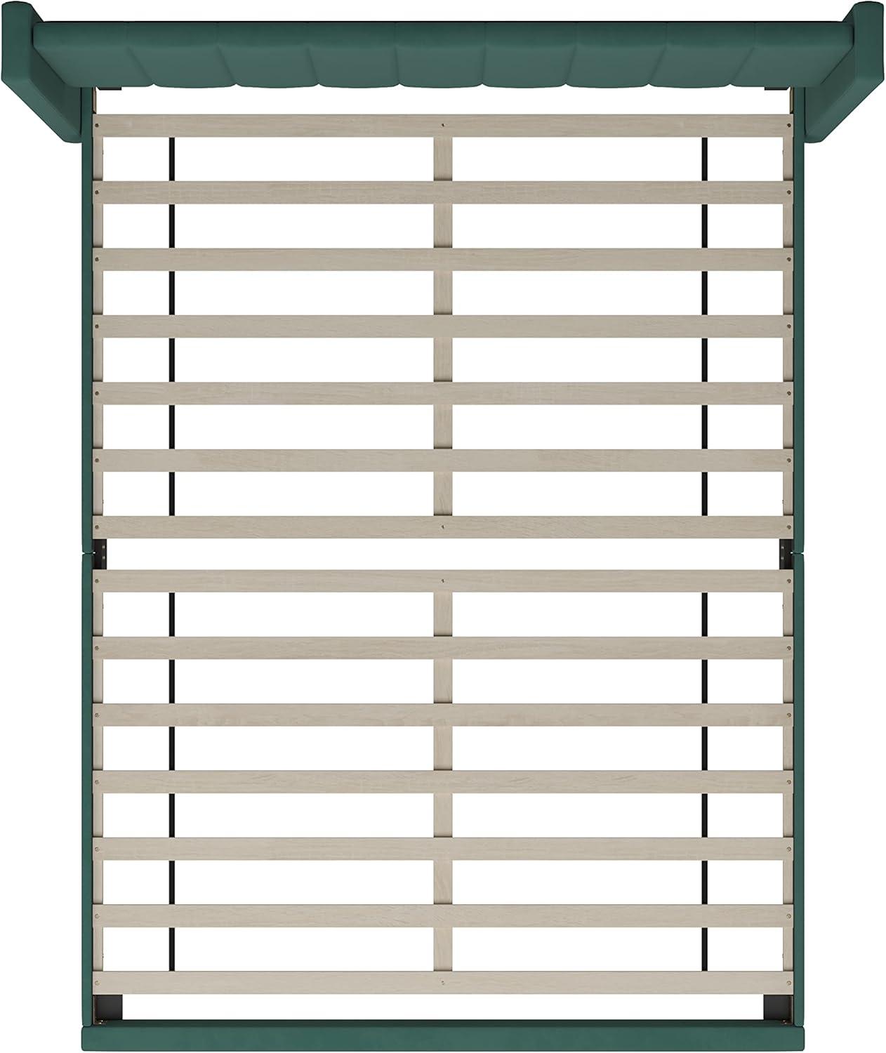 imageFlash Furniture Bianca Upholstered Platform Bed Emerald Velvet Upholstery Queen Wingback Headboard Slatted Mattress Foundation No Box Spring NeededEmerald Velvet