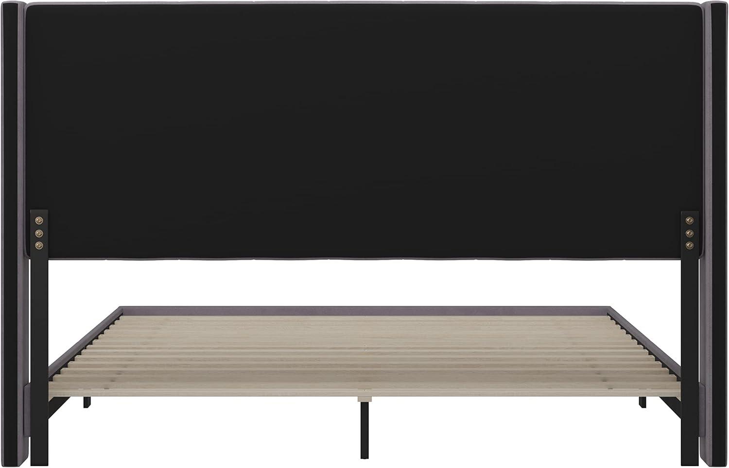 imageFlash Furniture Bianca Upholstered Platform Bed Emerald Velvet Upholstery Queen Wingback Headboard Slatted Mattress Foundation No Box Spring NeededGray Velvet