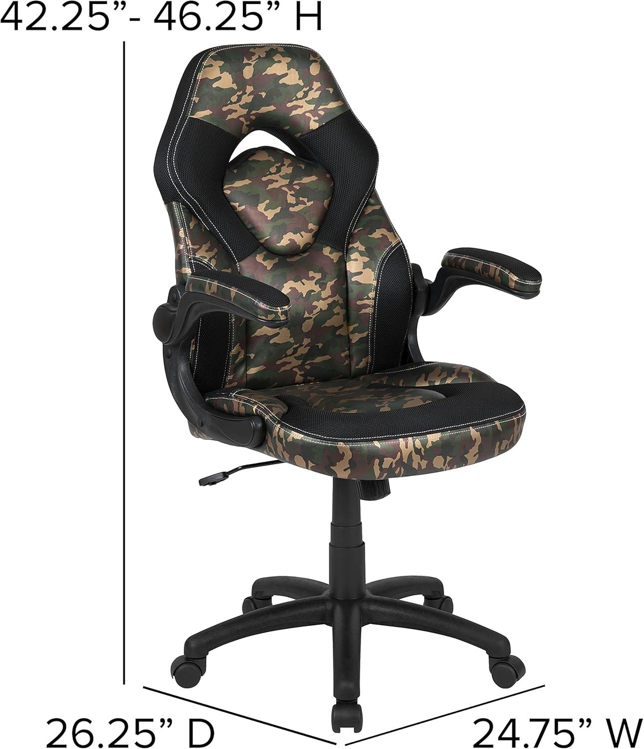 imageFlash Furniture Black Gaming Desk and RedBlack Racing Chair Set with Cup Holder Headphone Hook and MonitorSmartphone StandCamouflage
